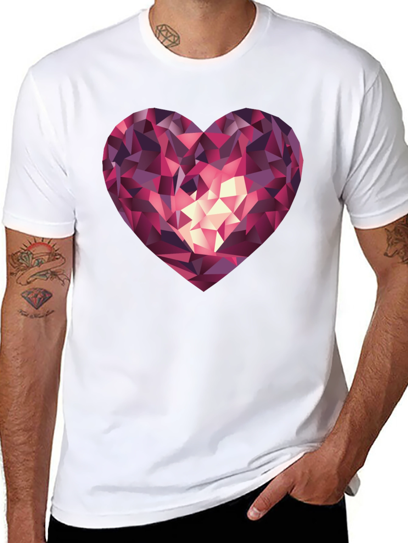 Geometric Heart Graphic Tee - Stylish & Modern