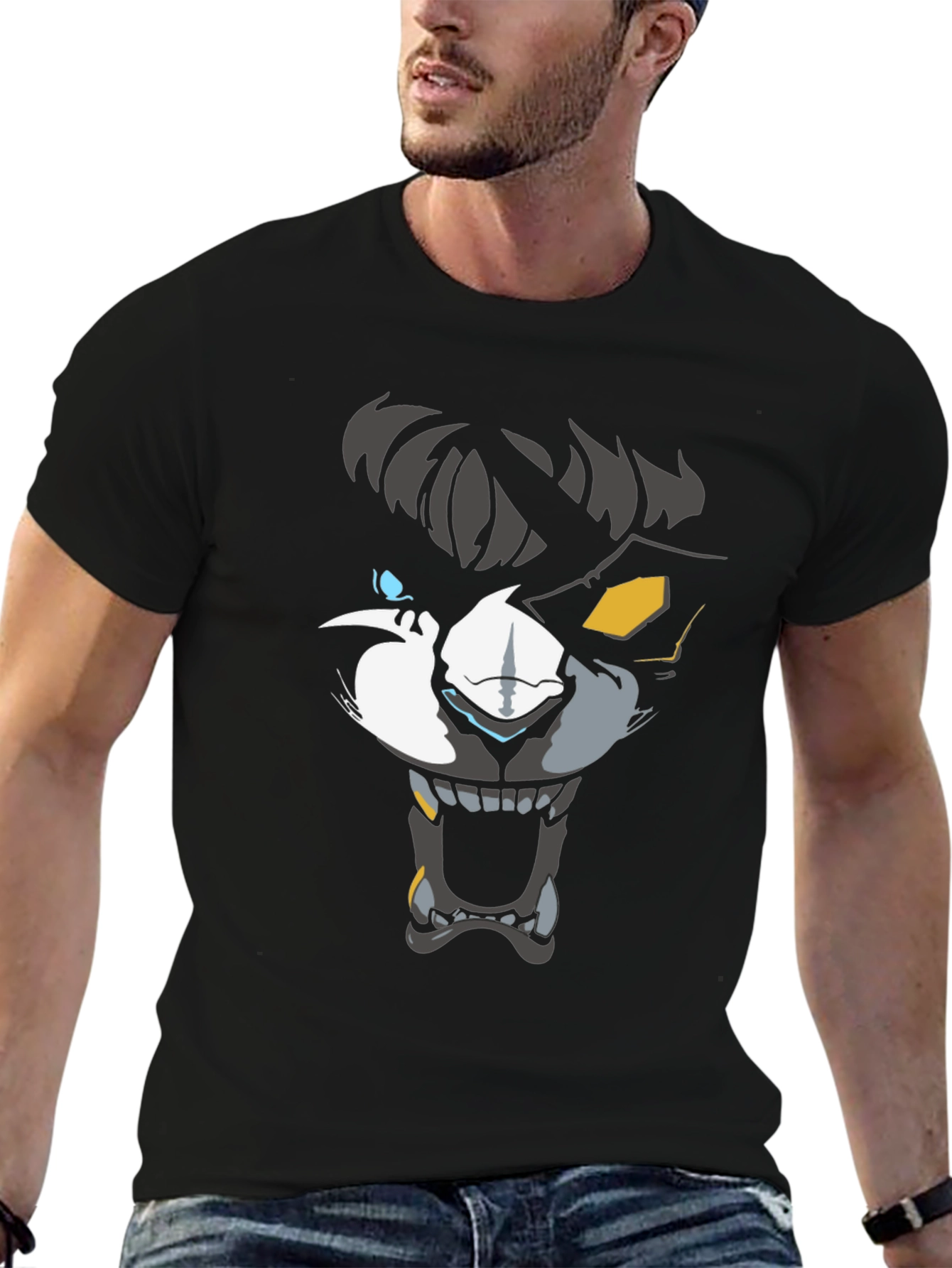 Mens Wolf Graphic T-Shirt - Black