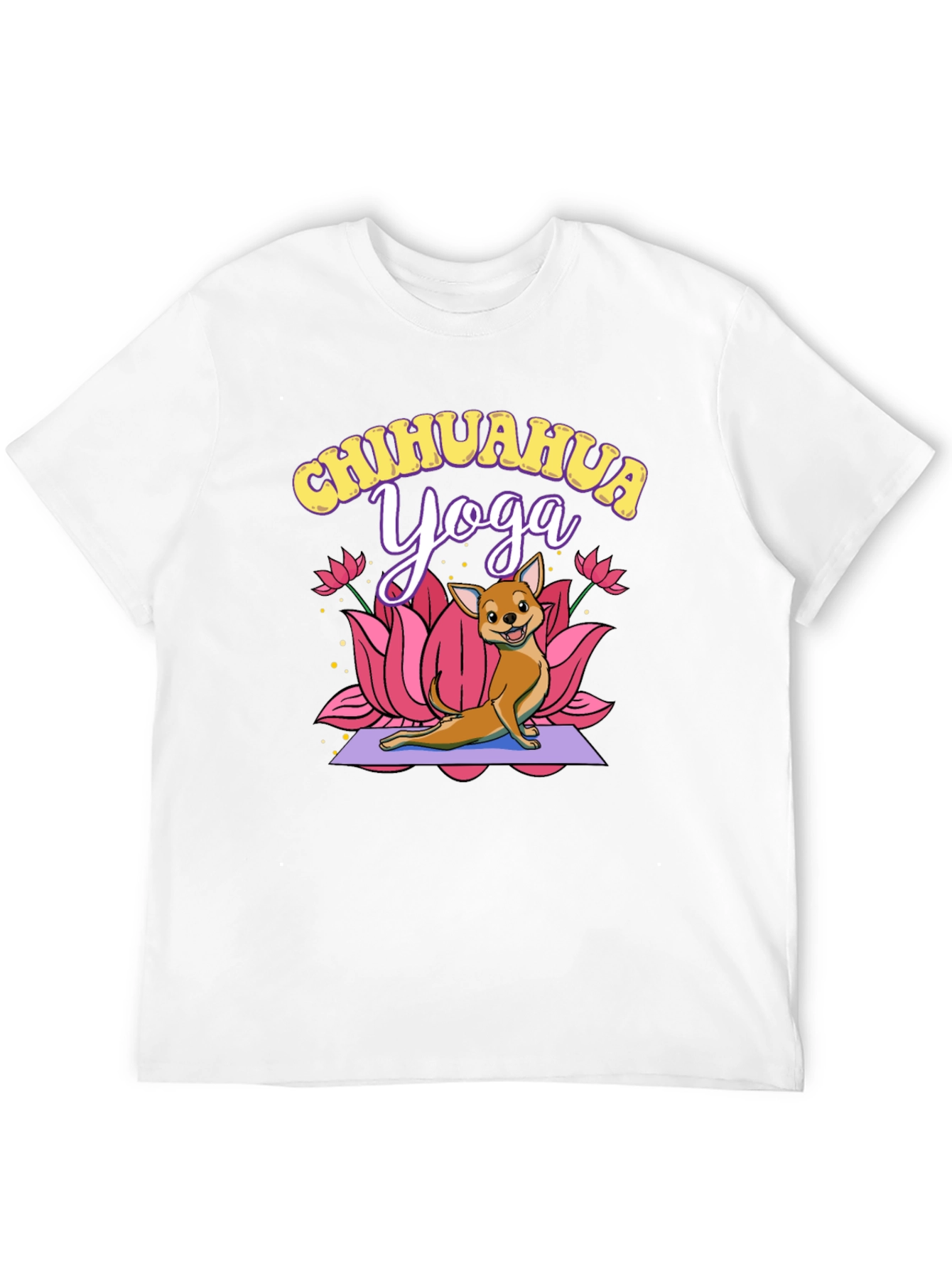 Chihuahua Yoga Graphic Tee - Black Cotton T-Shirt