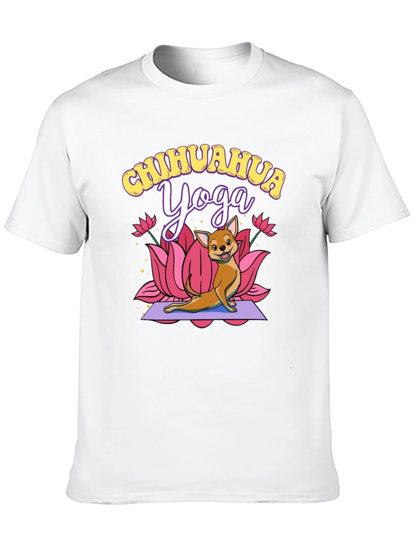 Chihuahua Yoga Graphic Tee - Black Cotton T-Shirt