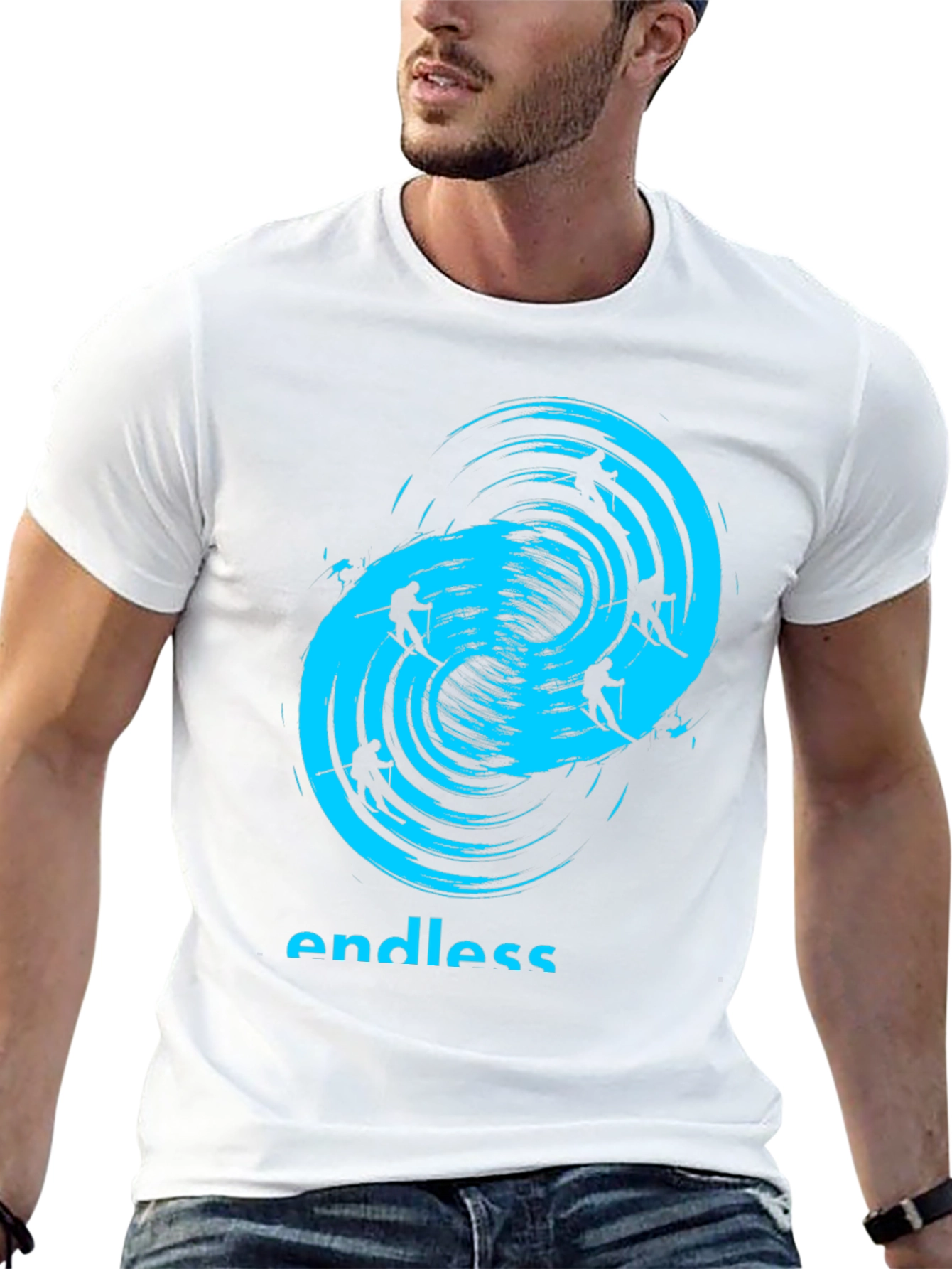 Endless Skiing Black T-Shirt - Cool Graphic Tee