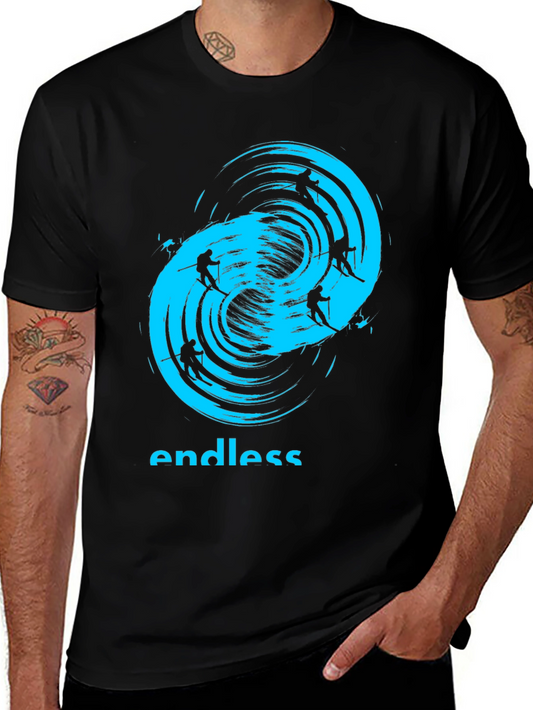Endless Skiing Black T-Shirt - Cool Graphic Tee