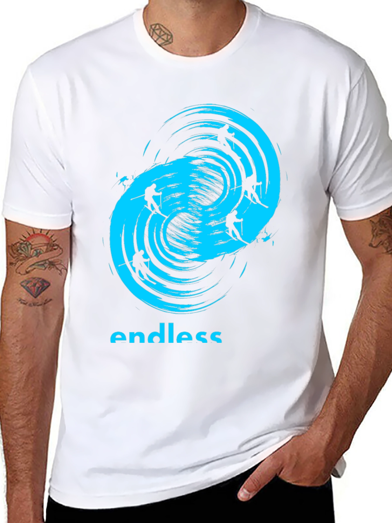 Endless Skiing Black T-Shirt - Cool Graphic Tee