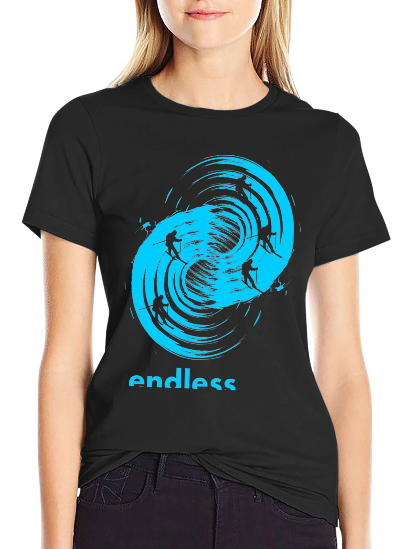 Endless Skiing Black T-Shirt - Cool Graphic Tee