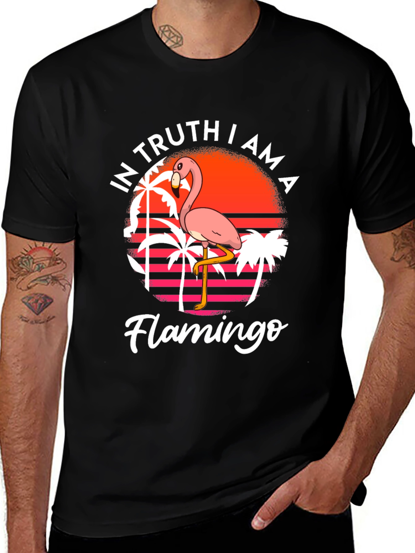 In Truth I am a Flamingo Black T-Shirt