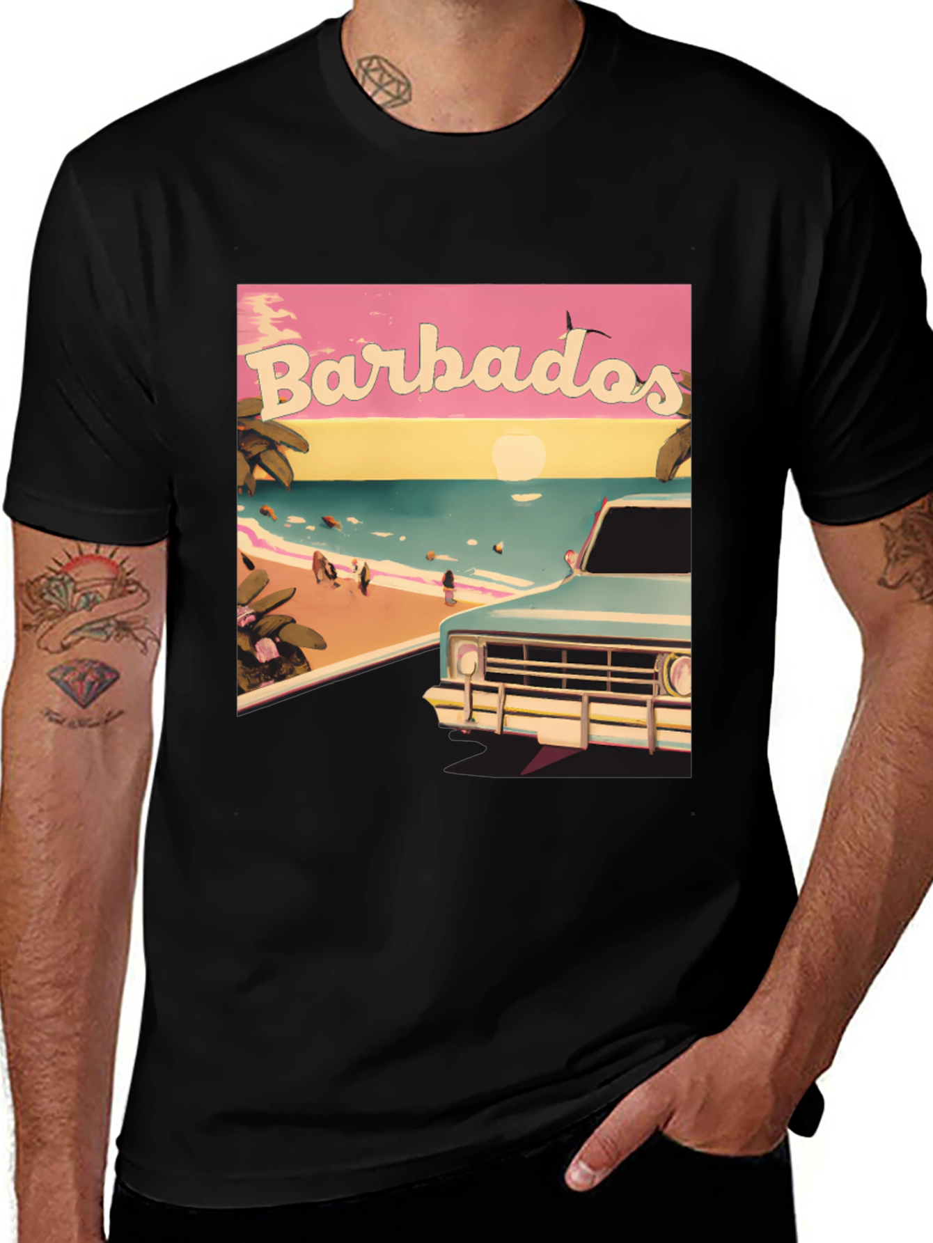 Barbados Beach Retro Graphic Tee