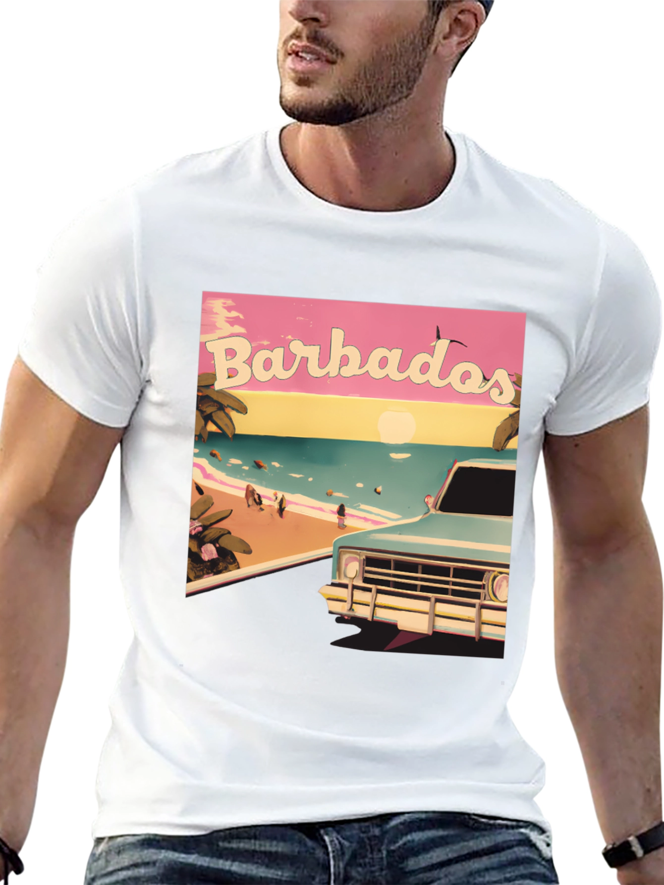 Barbados Beach Retro Graphic Tee