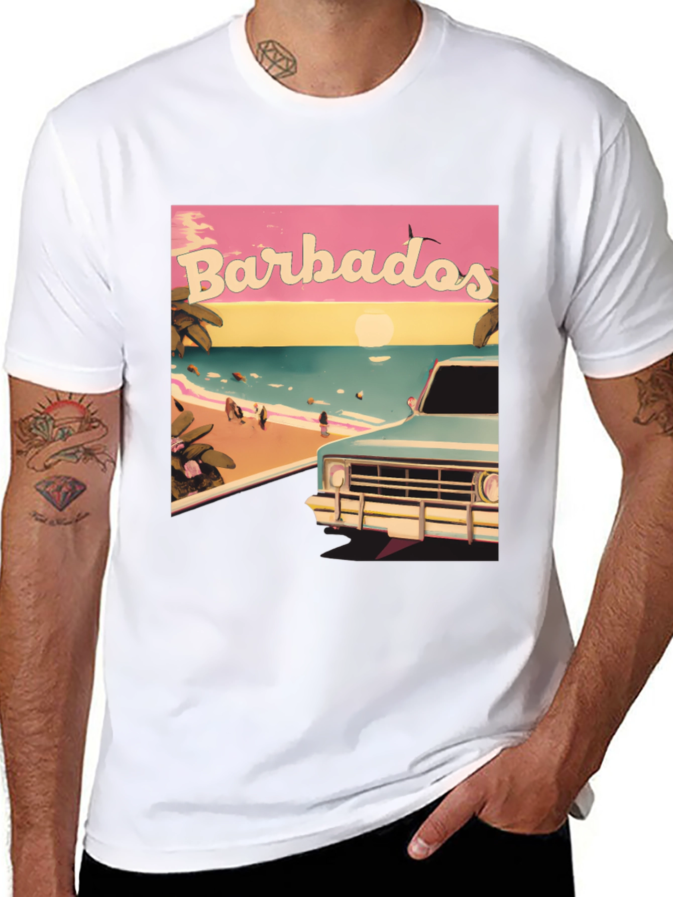Barbados Beach Retro Graphic Tee