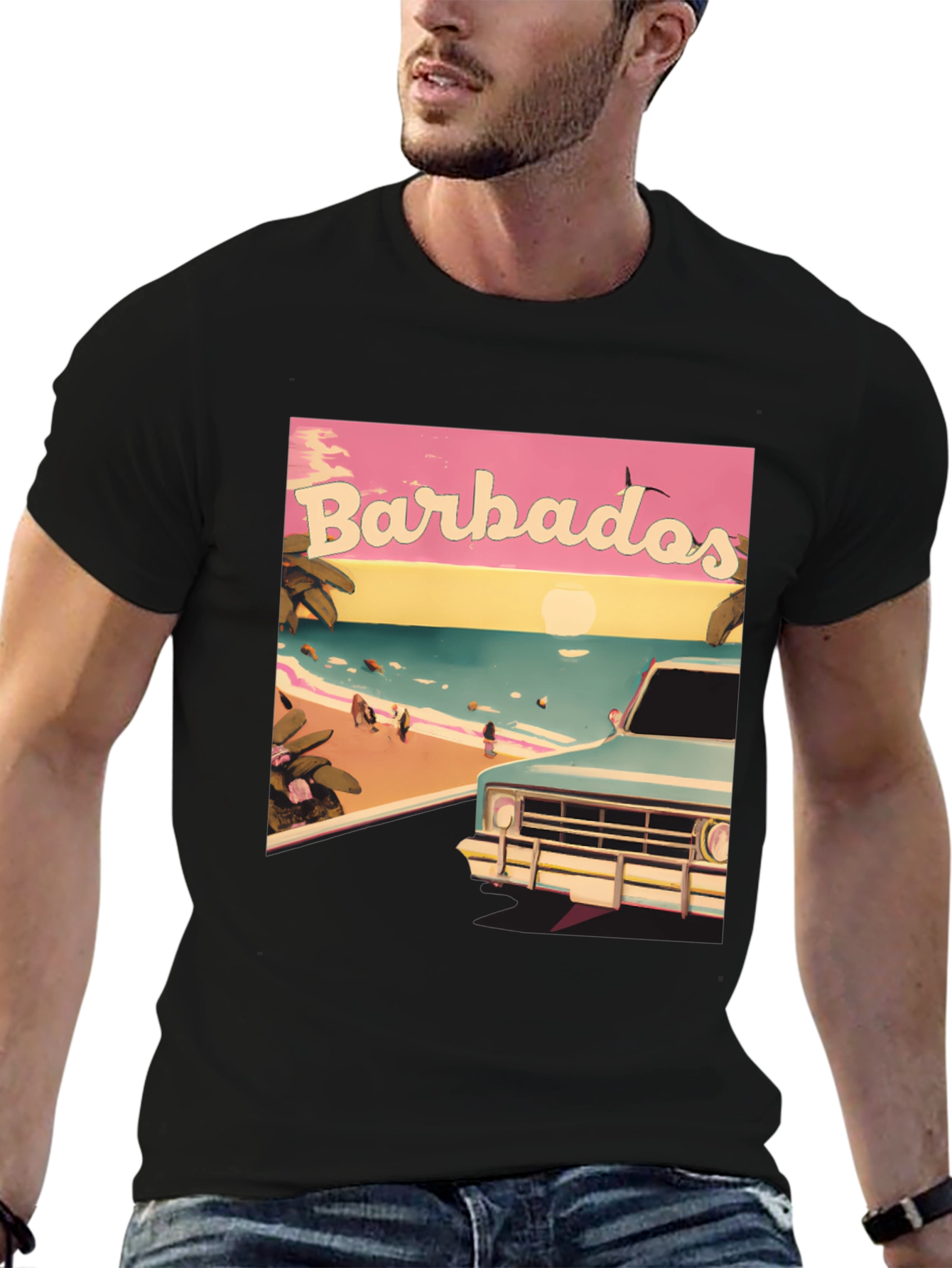 Barbados Beach Retro Graphic Tee