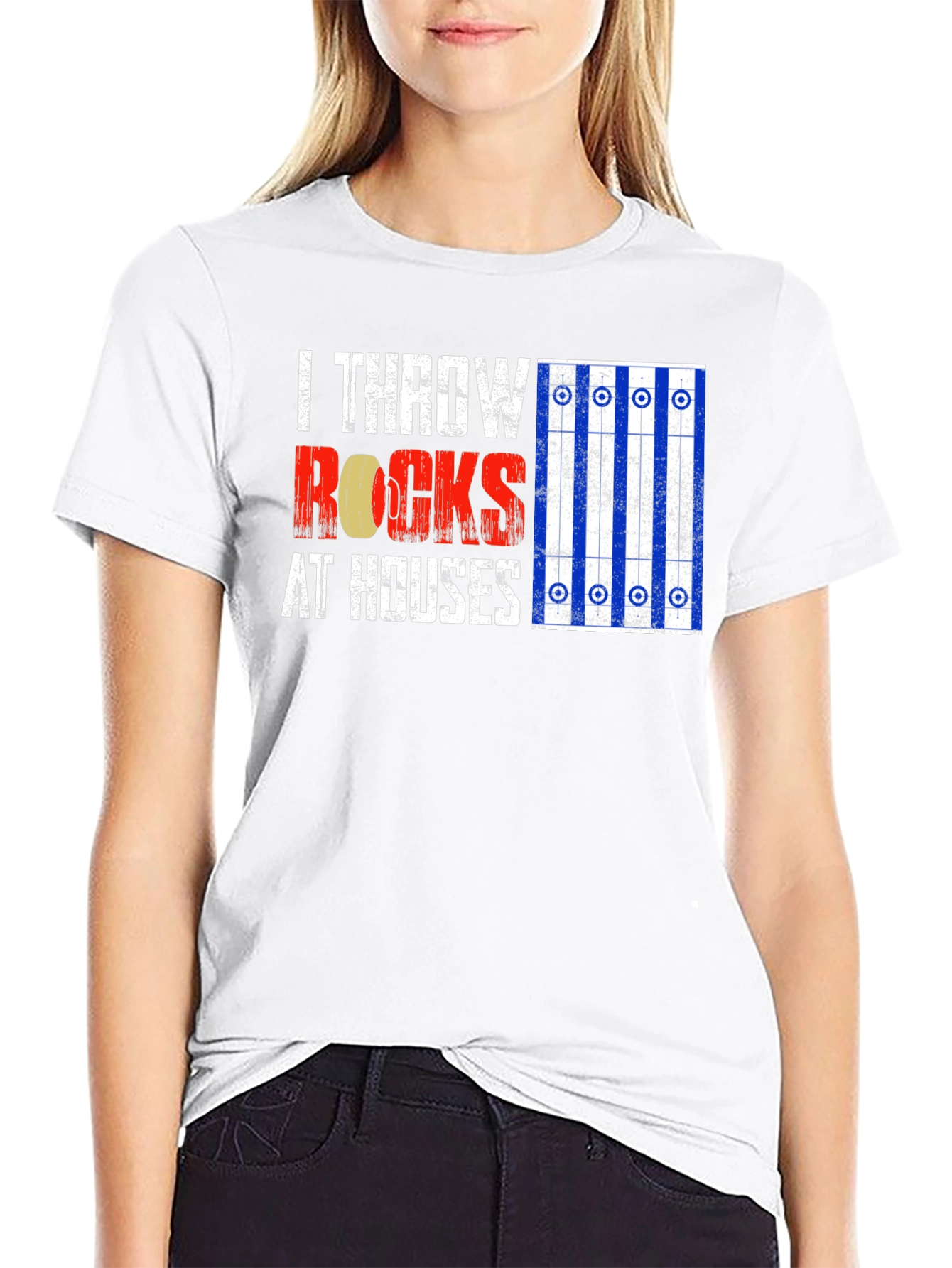 I Throw Rocks at Houses Curling T-Shirt