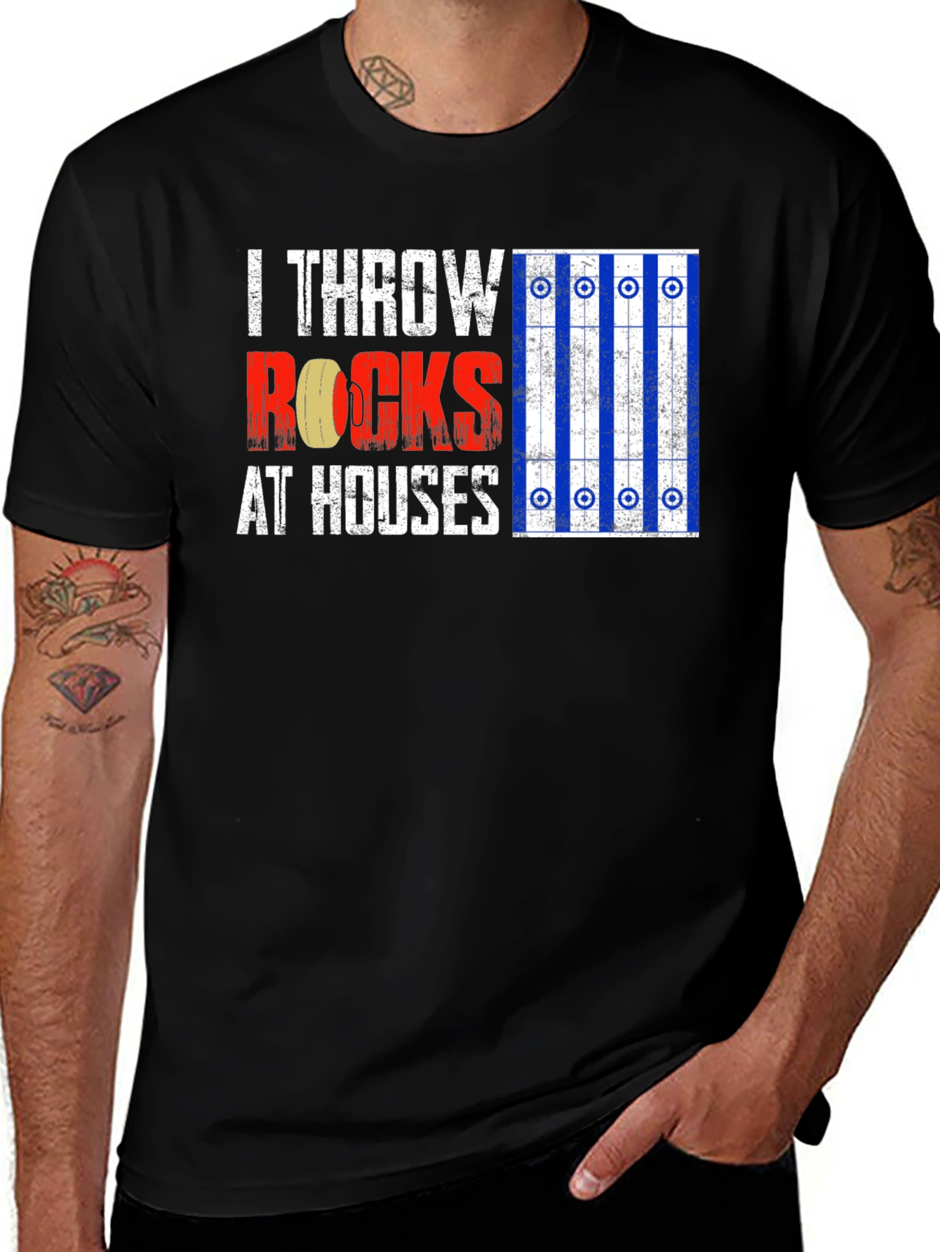 I Throw Rocks at Houses Curling T-Shirt
