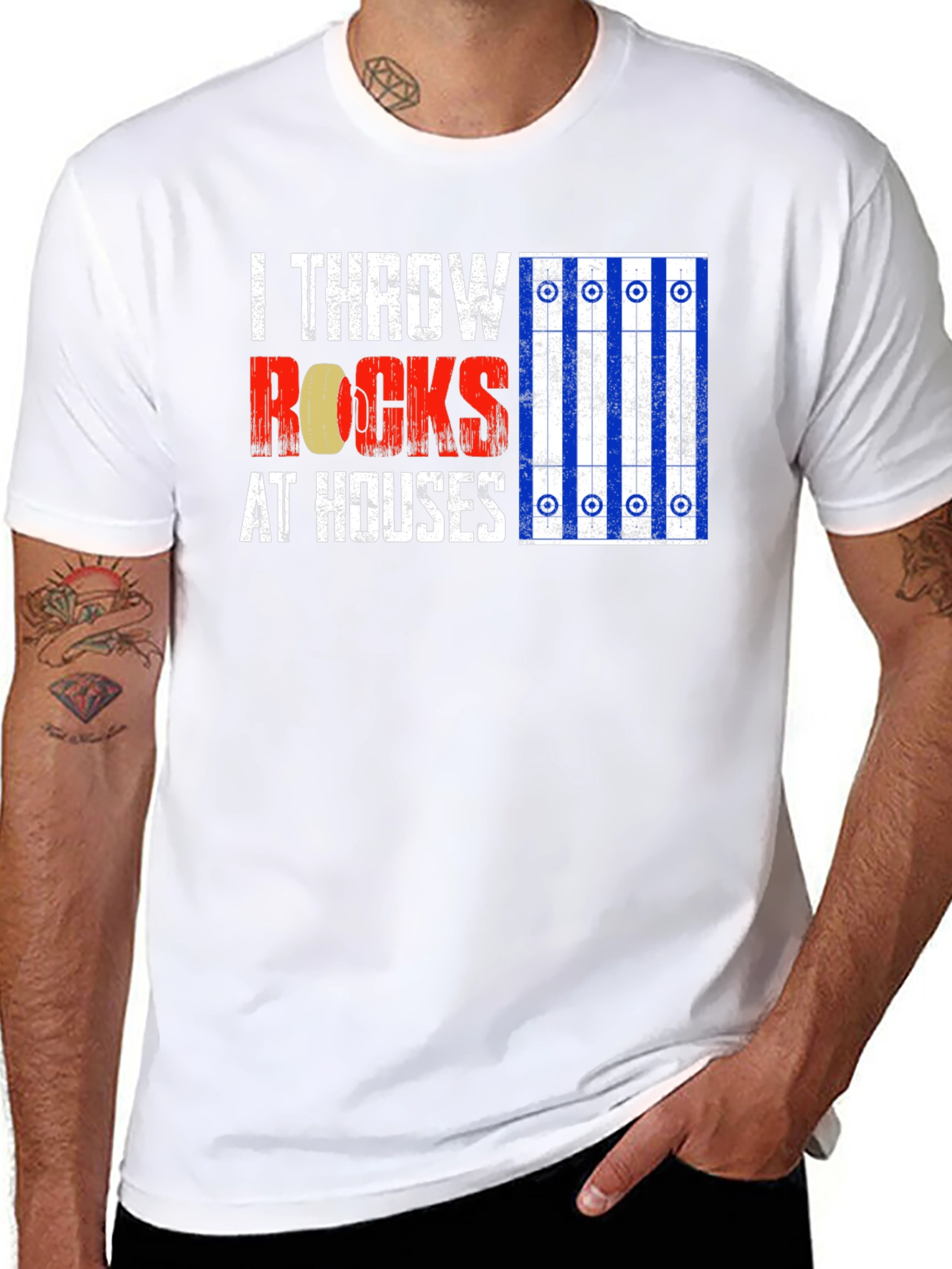 I Throw Rocks at Houses Curling T-Shirt