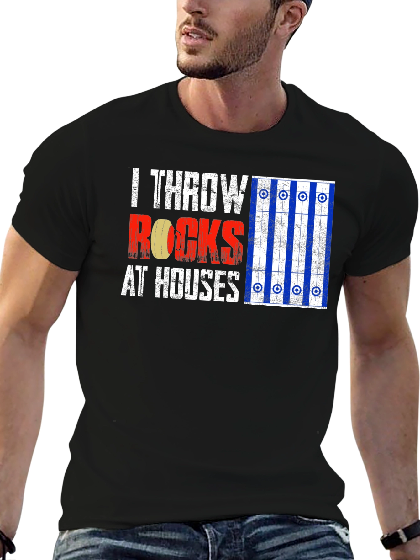 I Throw Rocks at Houses Curling T-Shirt