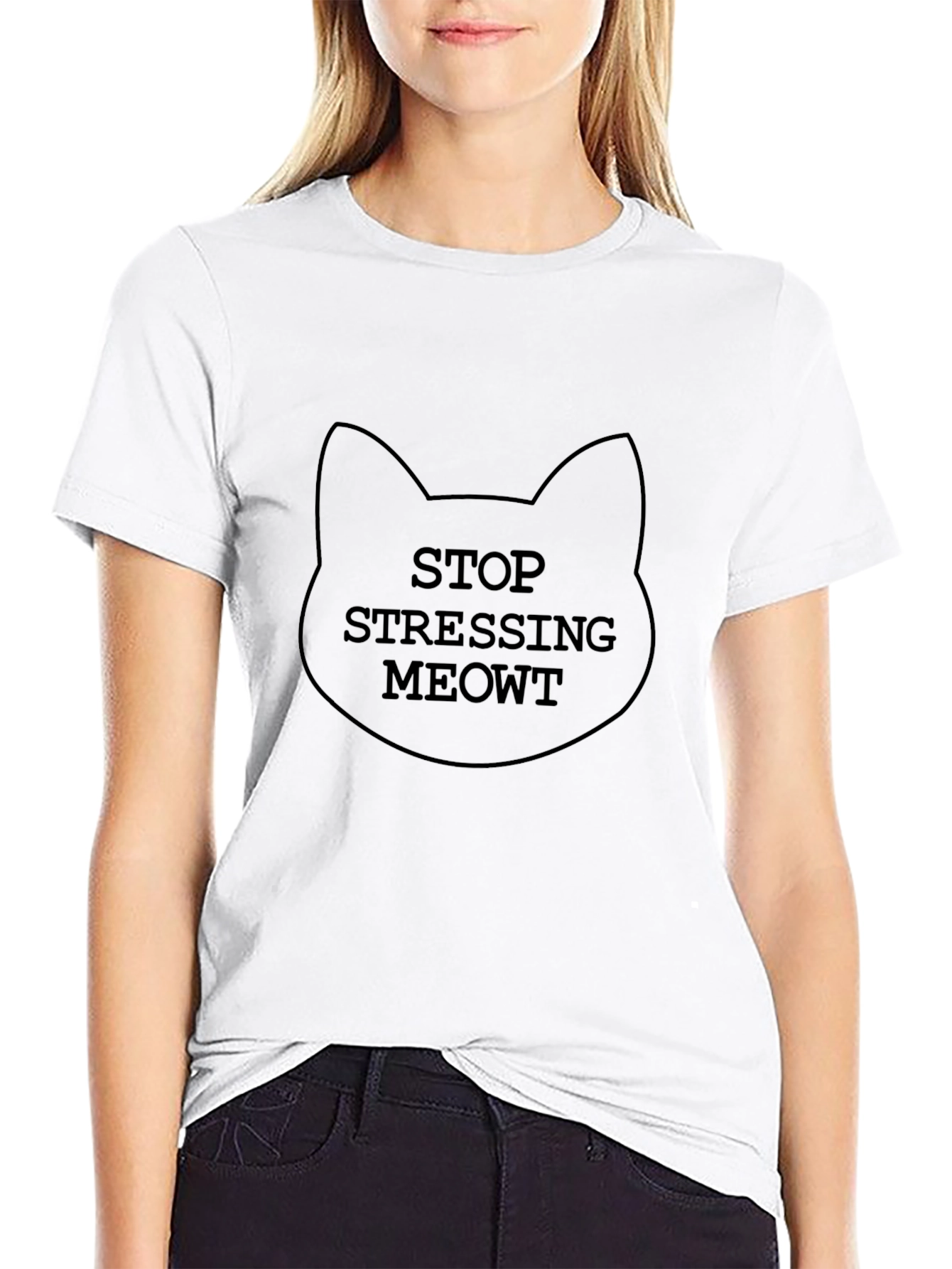 Stop Stressing Meowt Black Graphic Tee