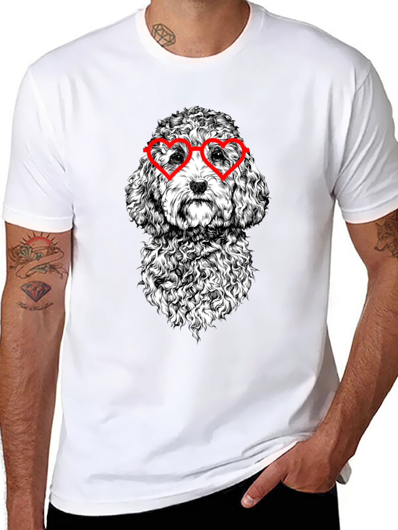 Dog With Heart Glasses Graphic T-Shirt