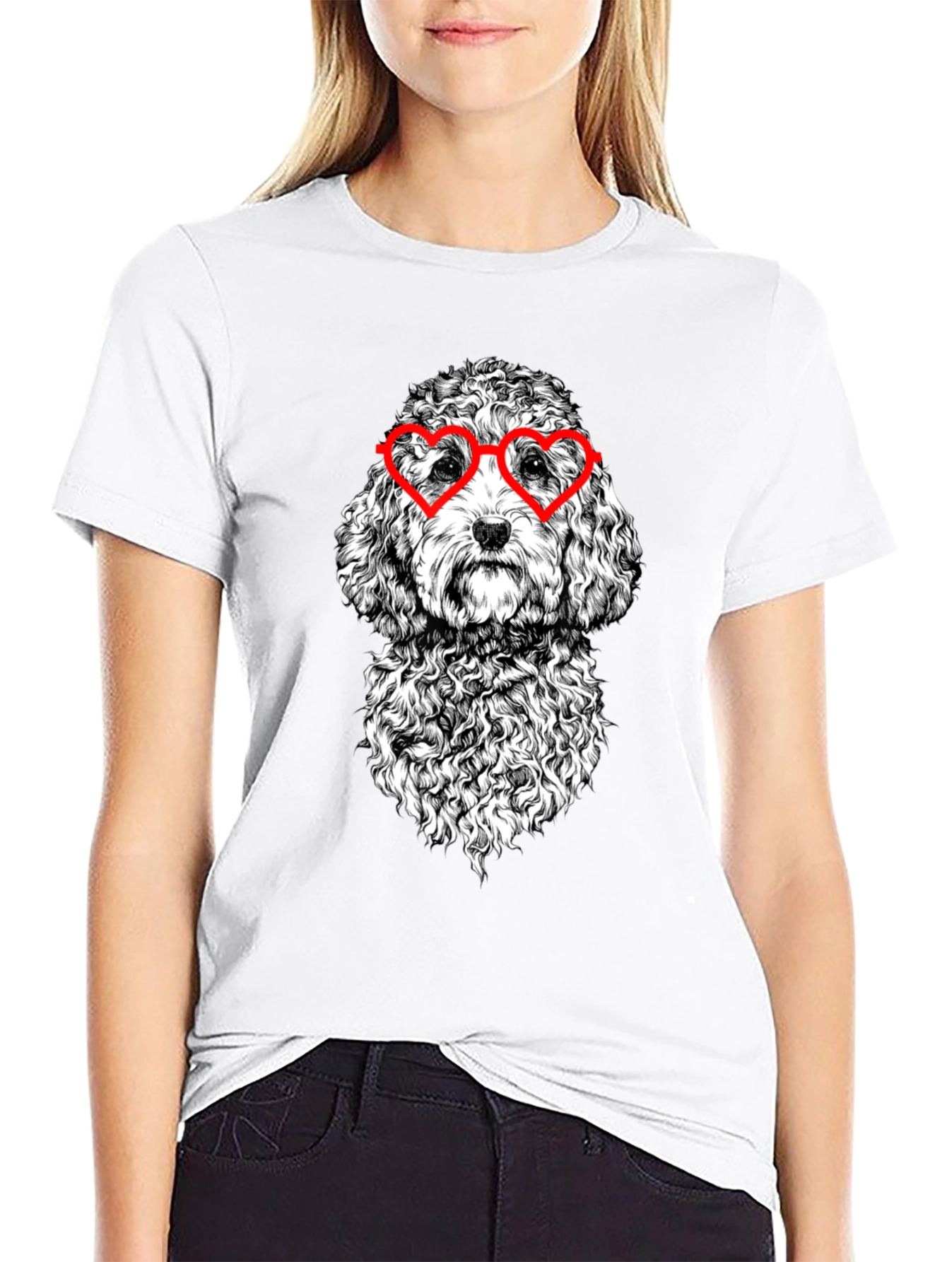 Dog With Heart Glasses Graphic T-Shirt