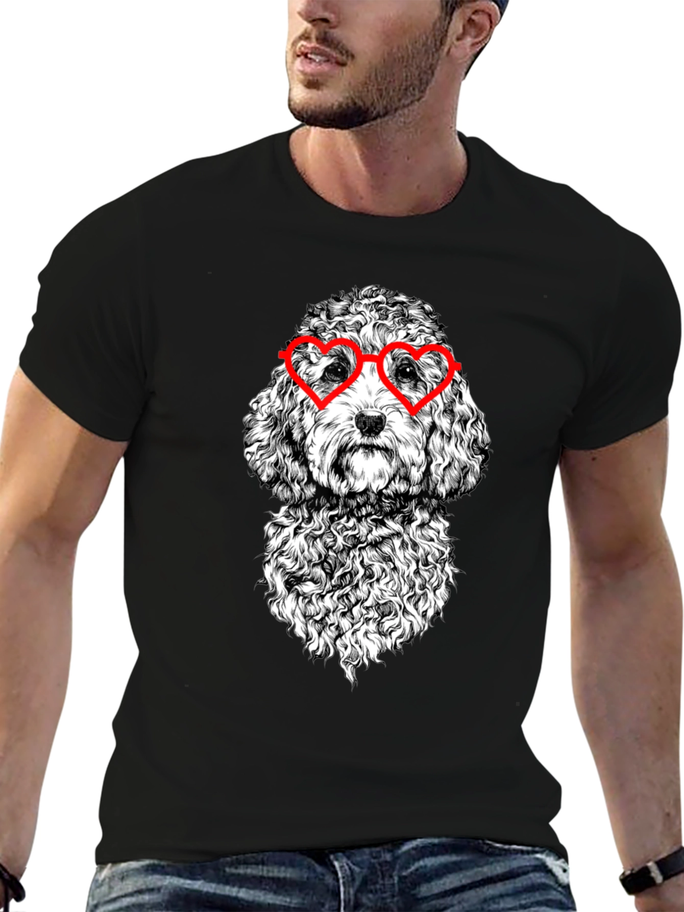 Dog With Heart Glasses Graphic T-Shirt