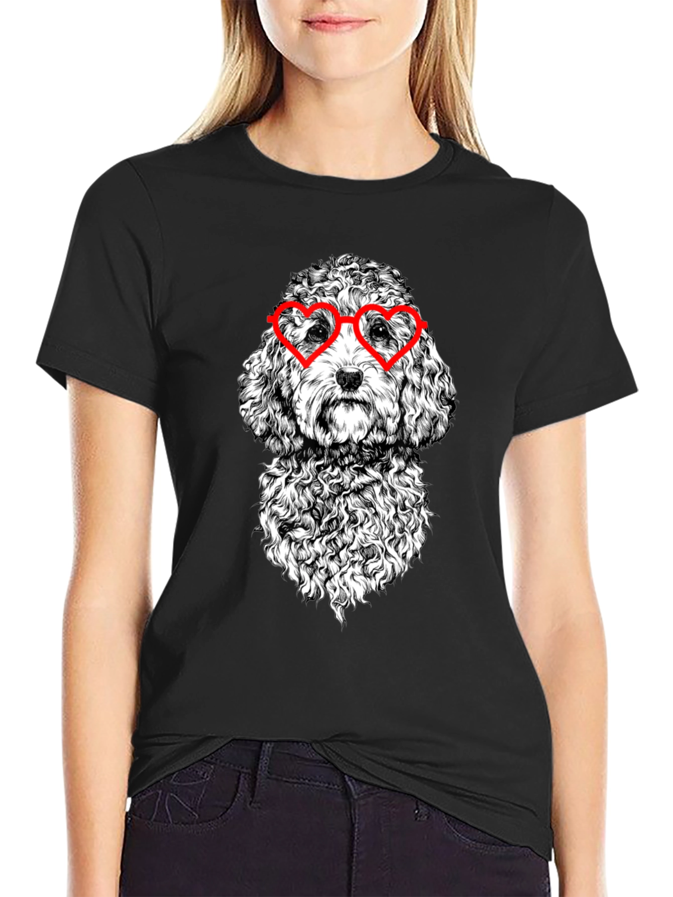 Dog With Heart Glasses Graphic T-Shirt