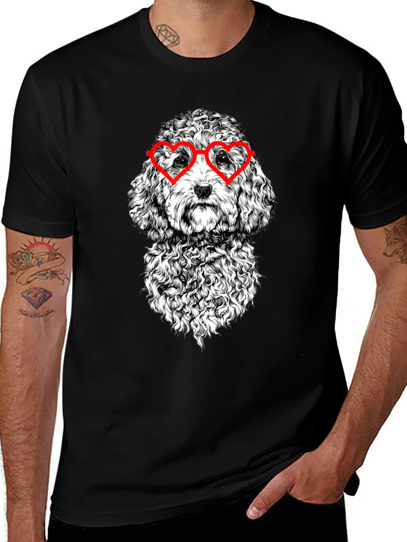 Dog With Heart Glasses Graphic T-Shirt