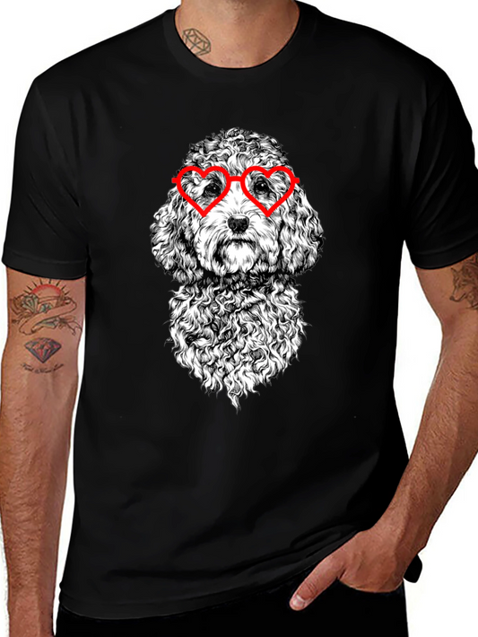 Dog With Heart Glasses Graphic T-Shirt