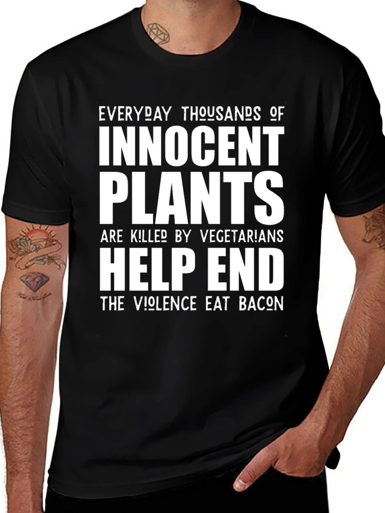 Eat Bacon T-Shirt - Innocent Plants Humor
