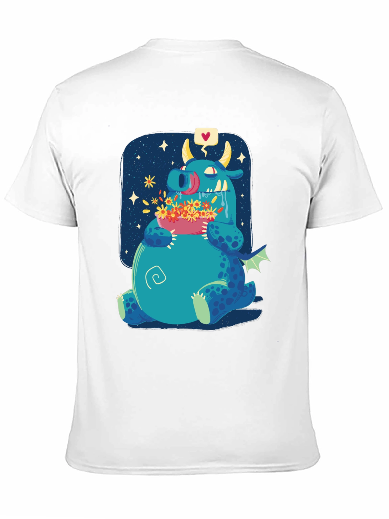 Cute Dragon Eating Flowers Graphic Tee