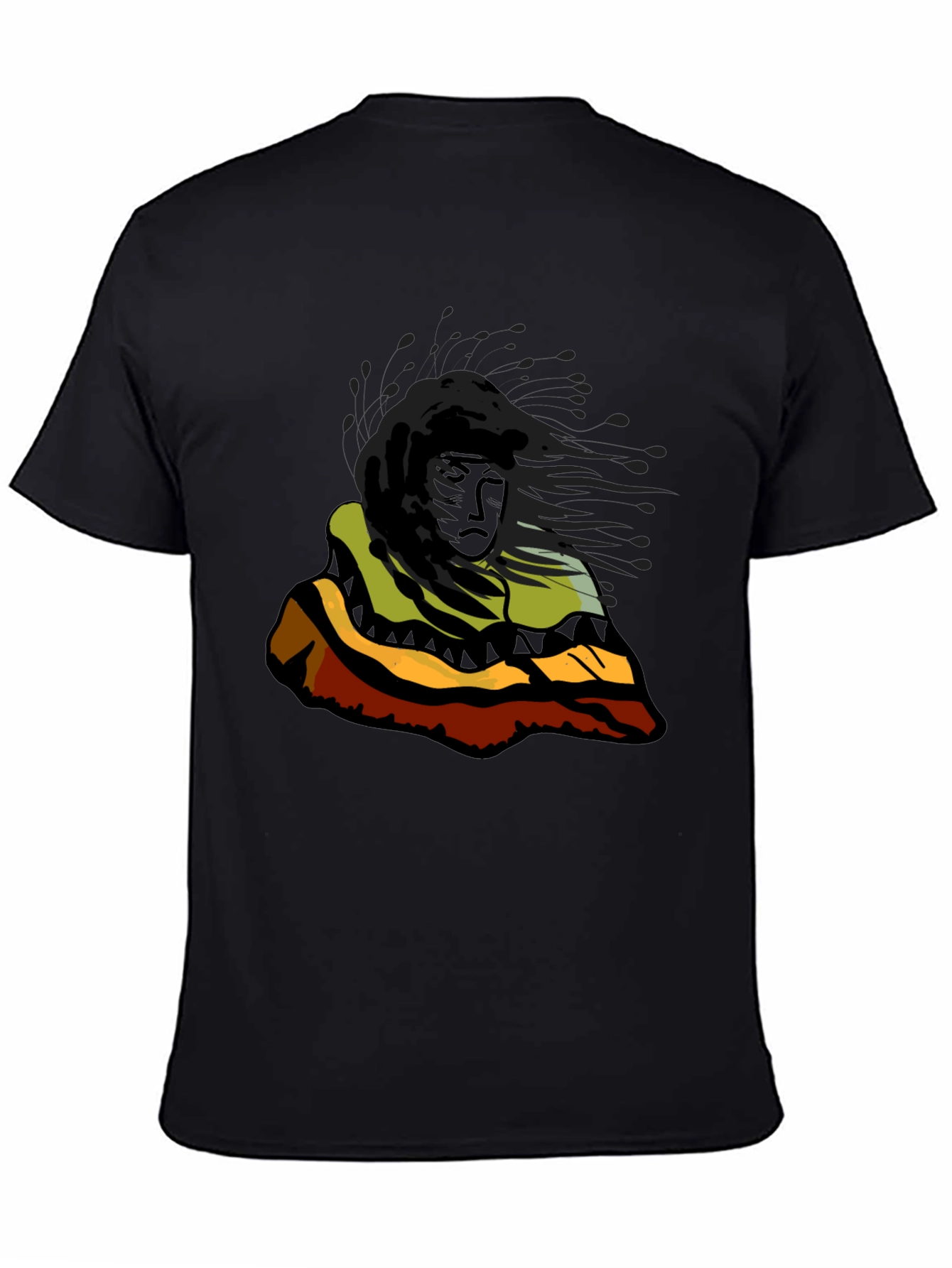 Native Art Graphic Print Black T-Shirt