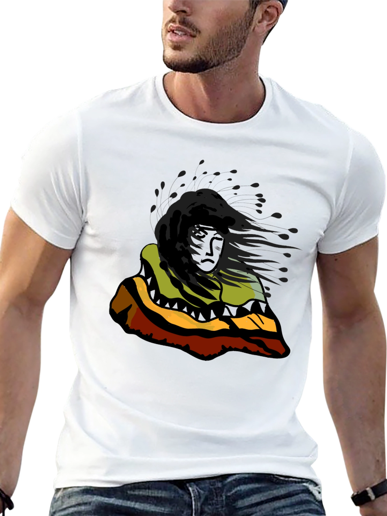 Native Art Graphic Print Black T-Shirt