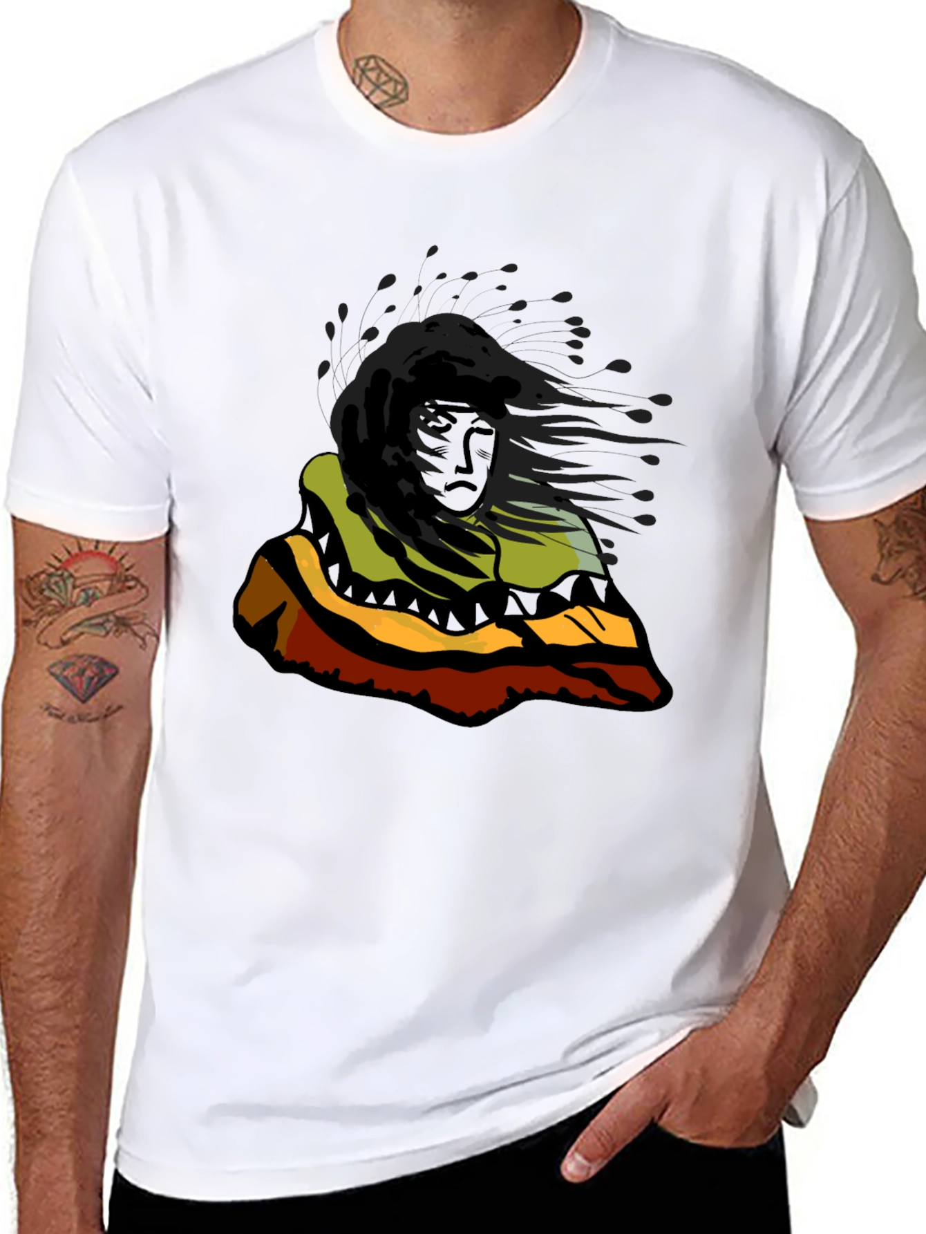Native Art Graphic Print Black T-Shirt