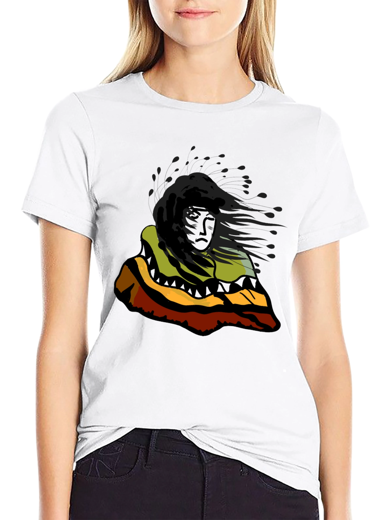 Native Art Graphic Print Black T-Shirt