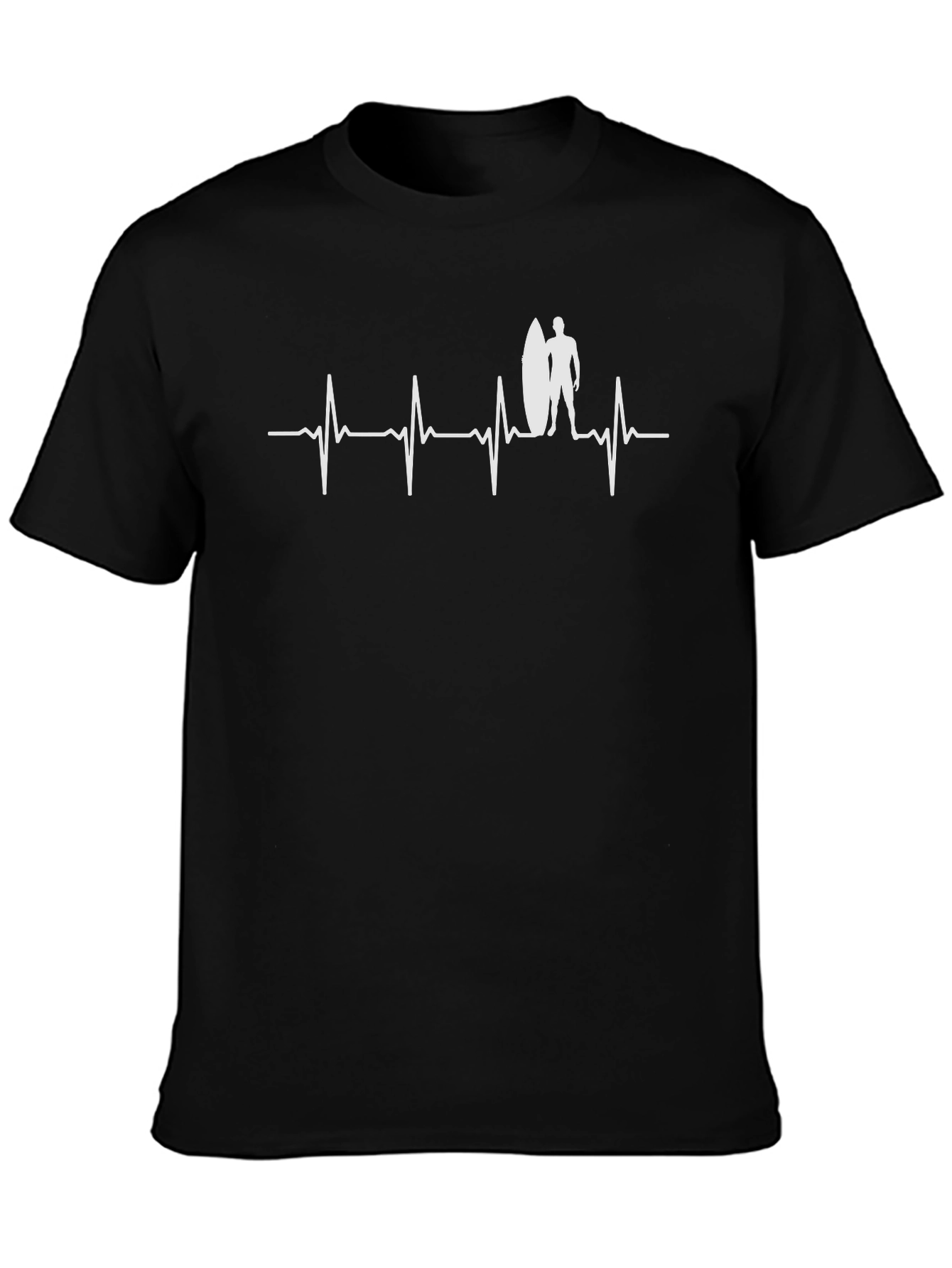 Surfer Heartbeat Graphic T-Shirt - Black