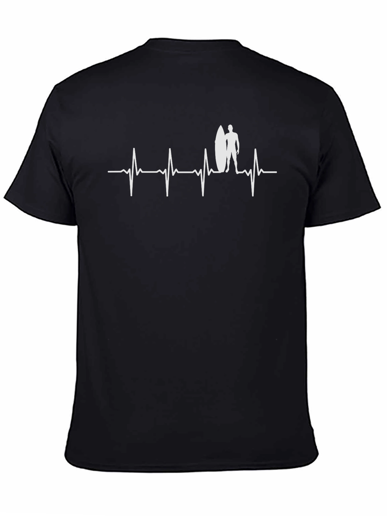 Surfer Heartbeat Graphic T-Shirt - Black