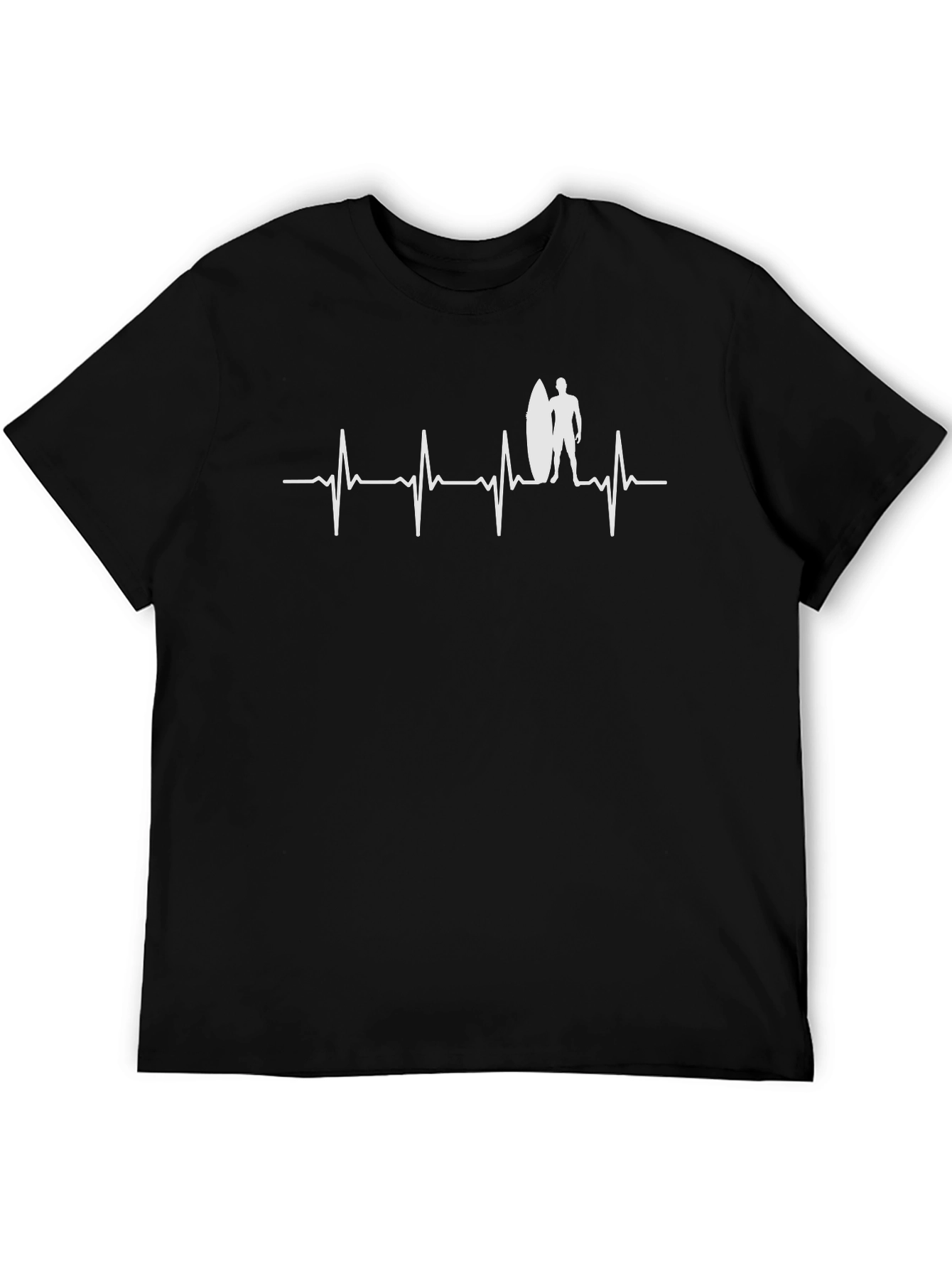 Surfer Heartbeat Graphic T-Shirt - Black
