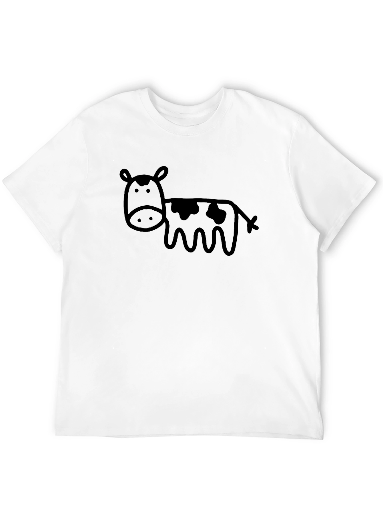 Black T-Shirt with Funny Cow Graphic