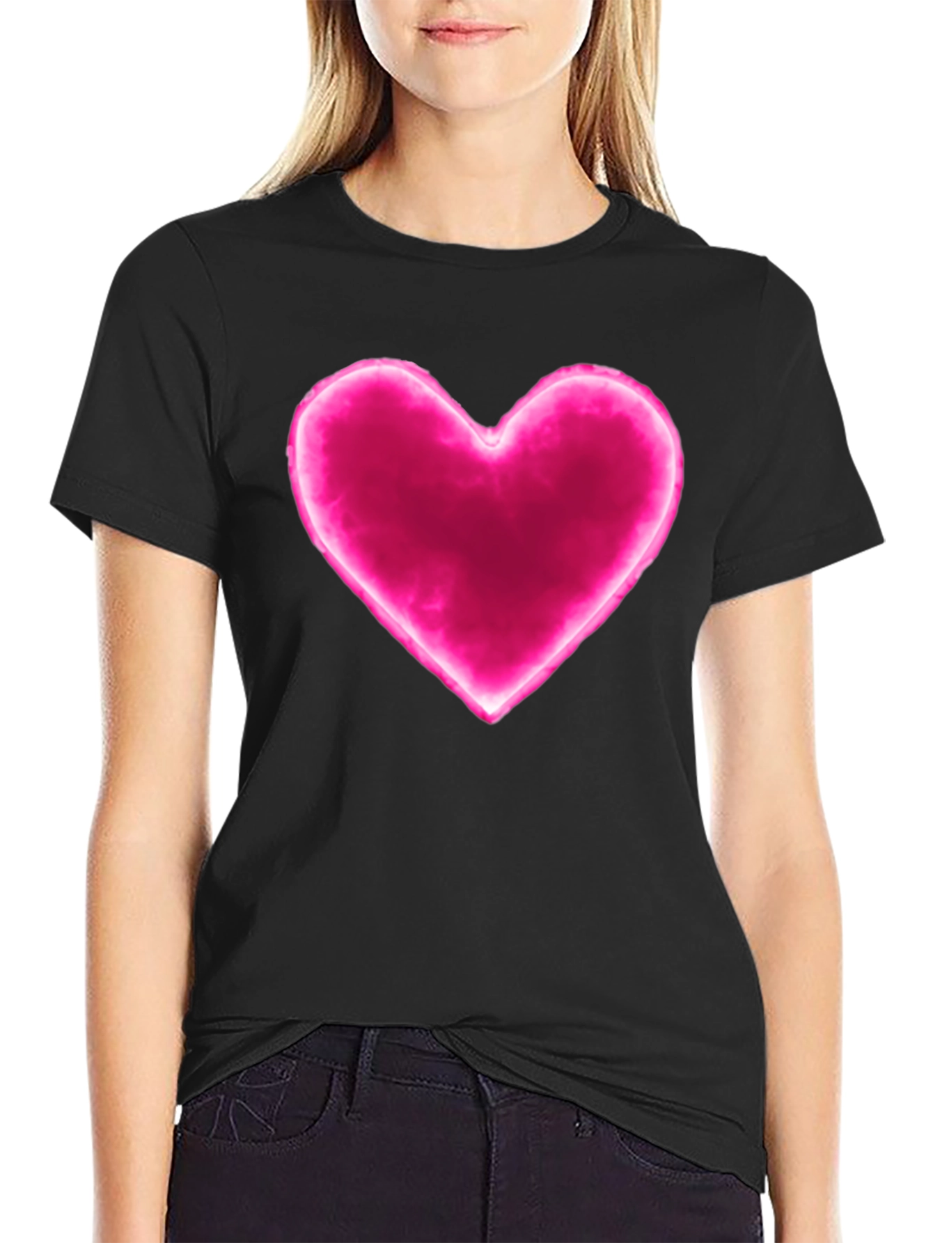 Heart Graphic Black Tee - Modern Love T-Shirt