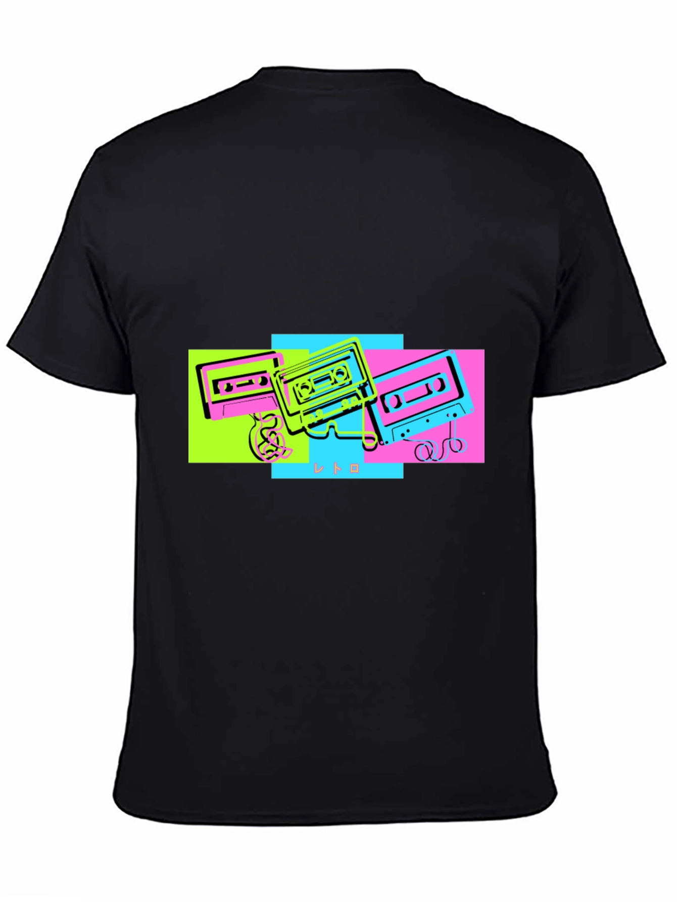 Retro Cassette Graphic Tee - Black Cotton T-Shirt