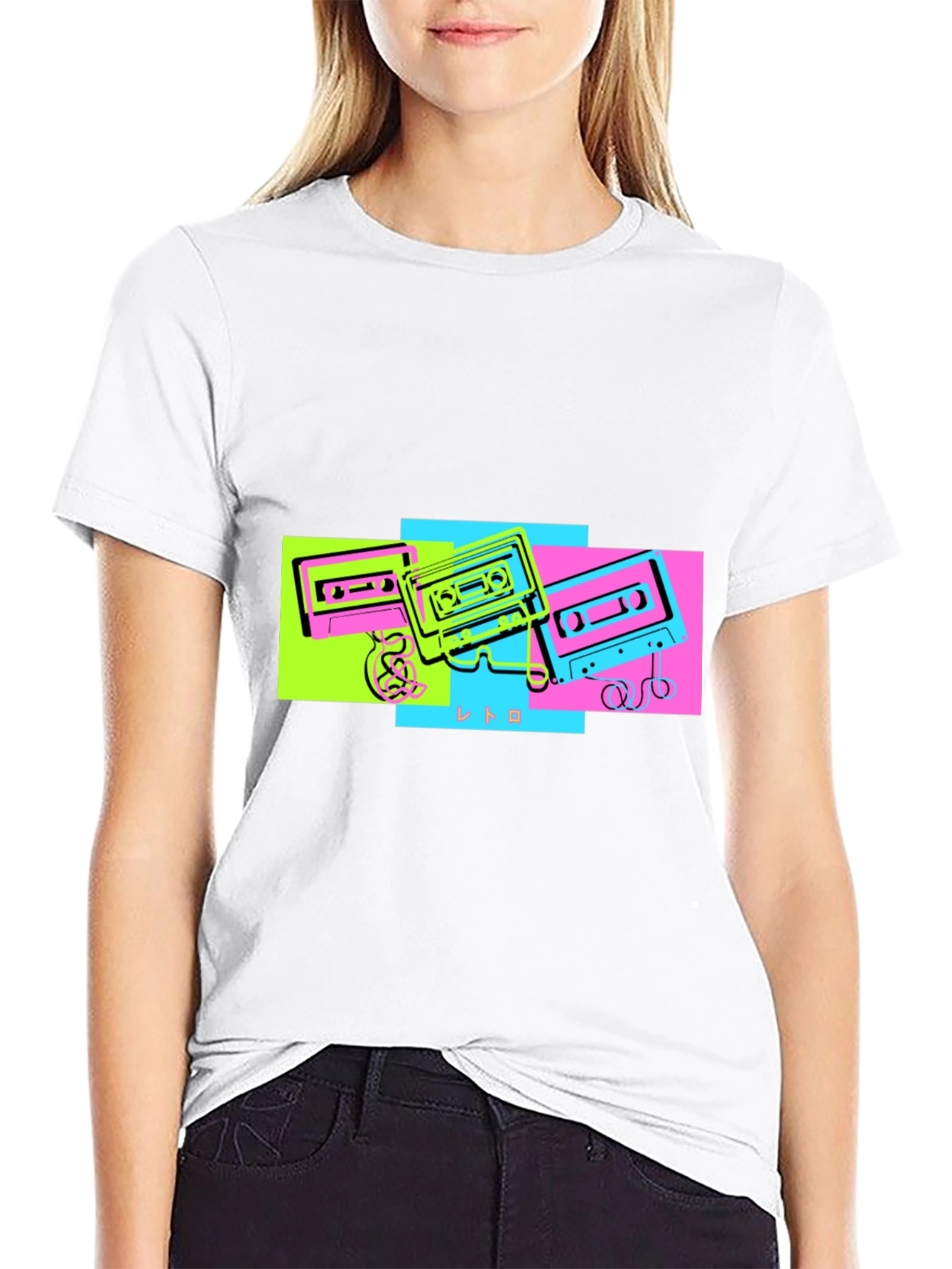 Retro Cassette Graphic Tee - Black Cotton T-Shirt