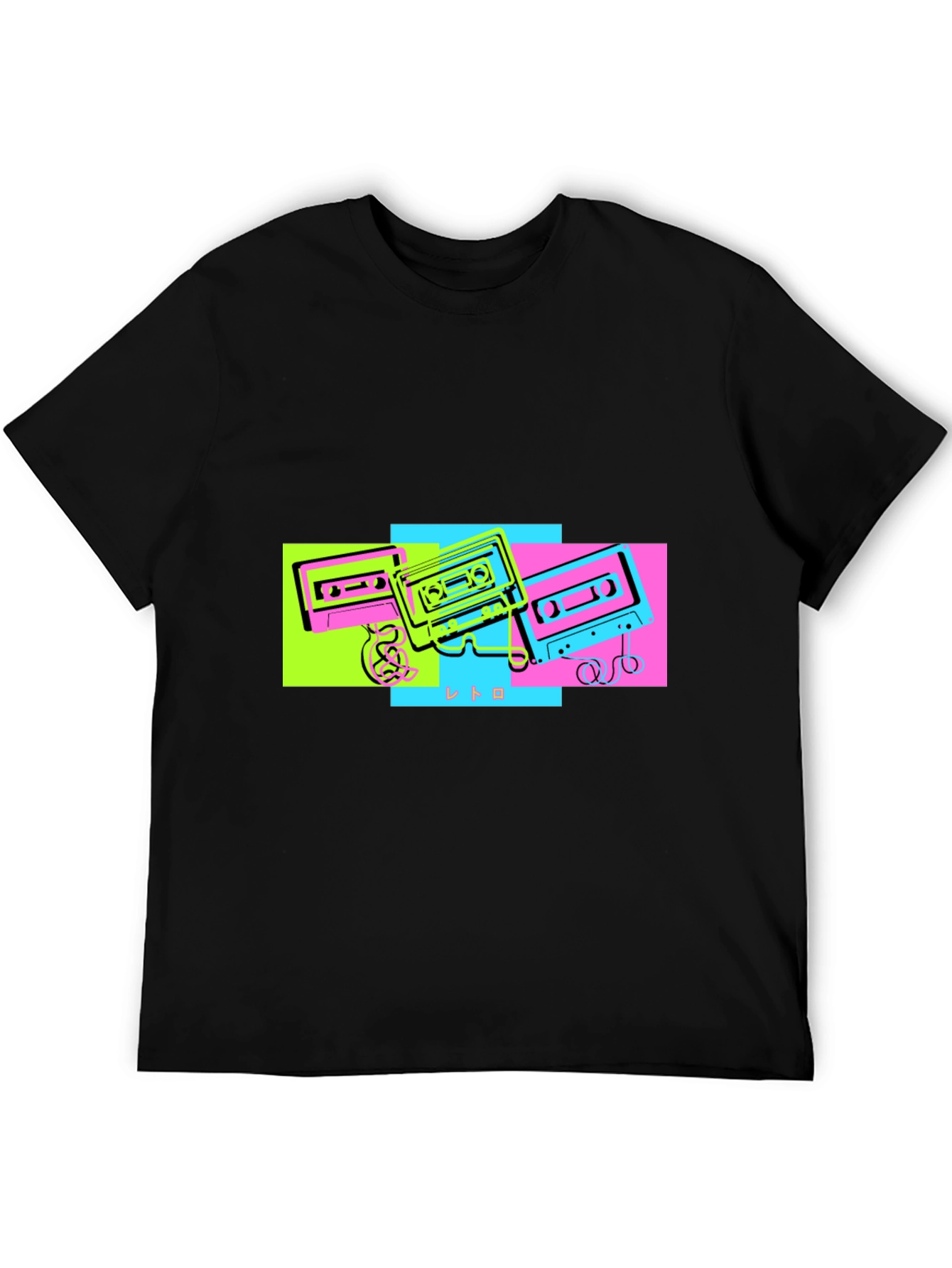 Retro Cassette Graphic Tee - Black Cotton T-Shirt