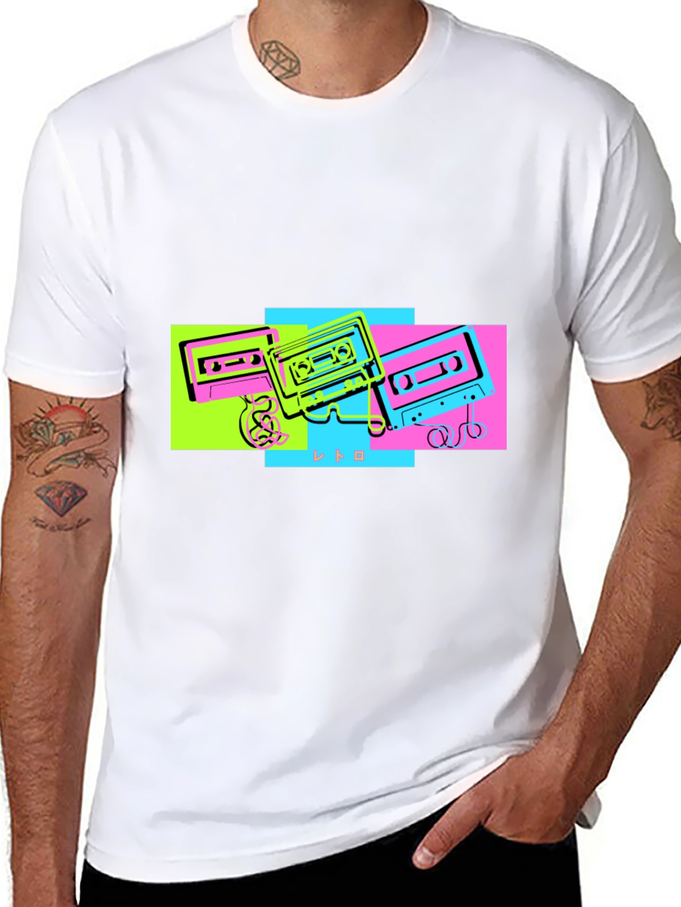 Retro Cassette Graphic Tee - Black Cotton T-Shirt