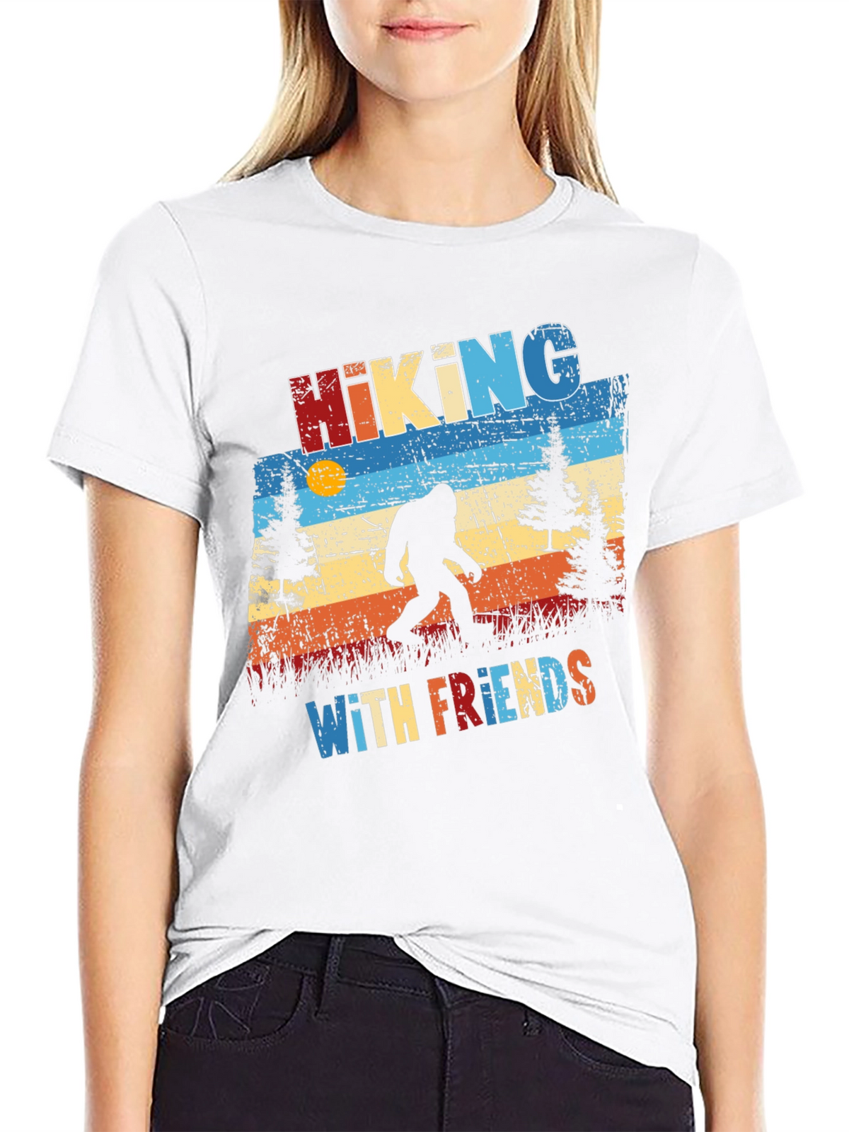 Hiking with Friends T-Shirt - Bigfoot Silhouette