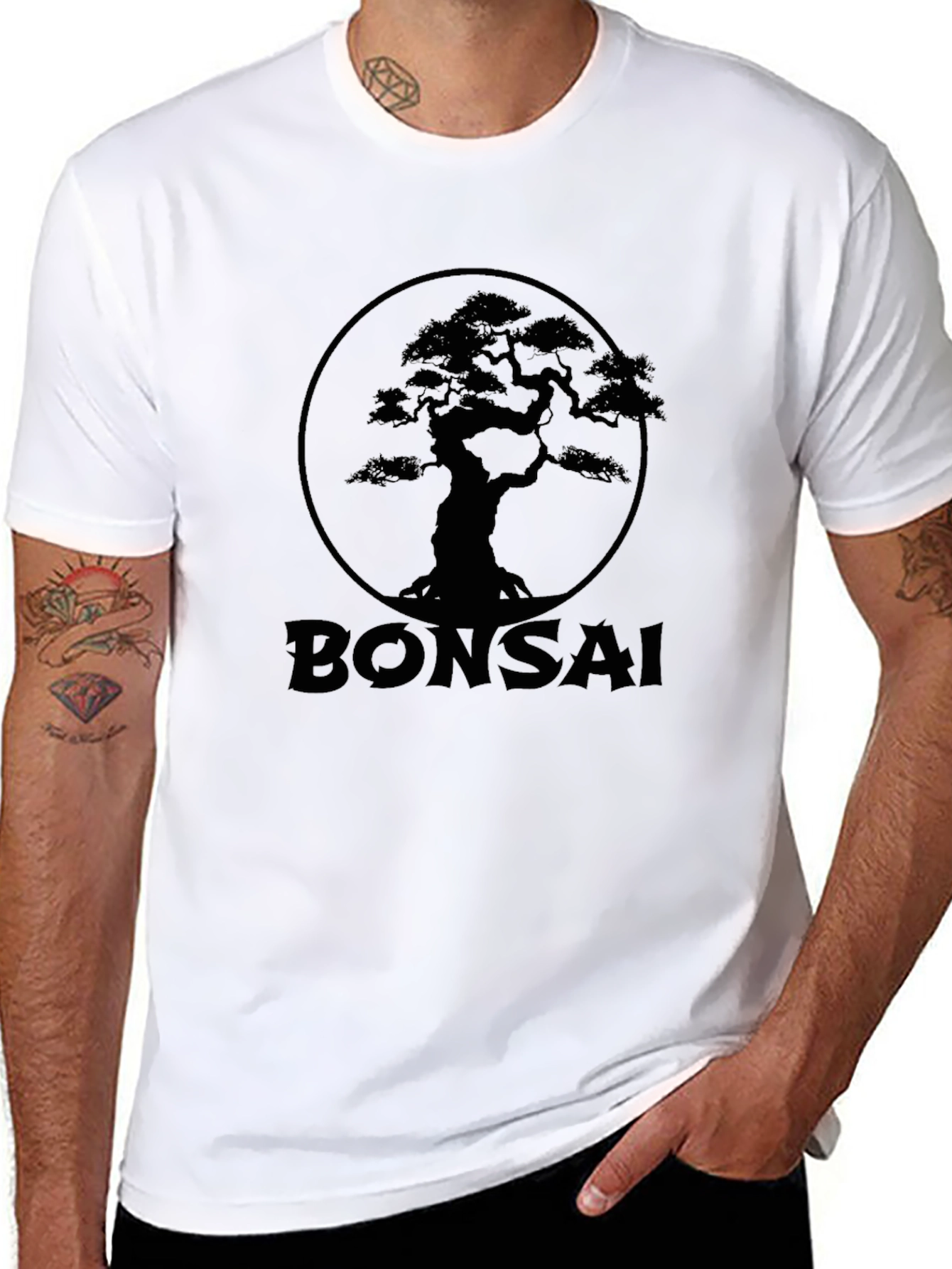 Bonsai Tree Graphic Print Tee - Black