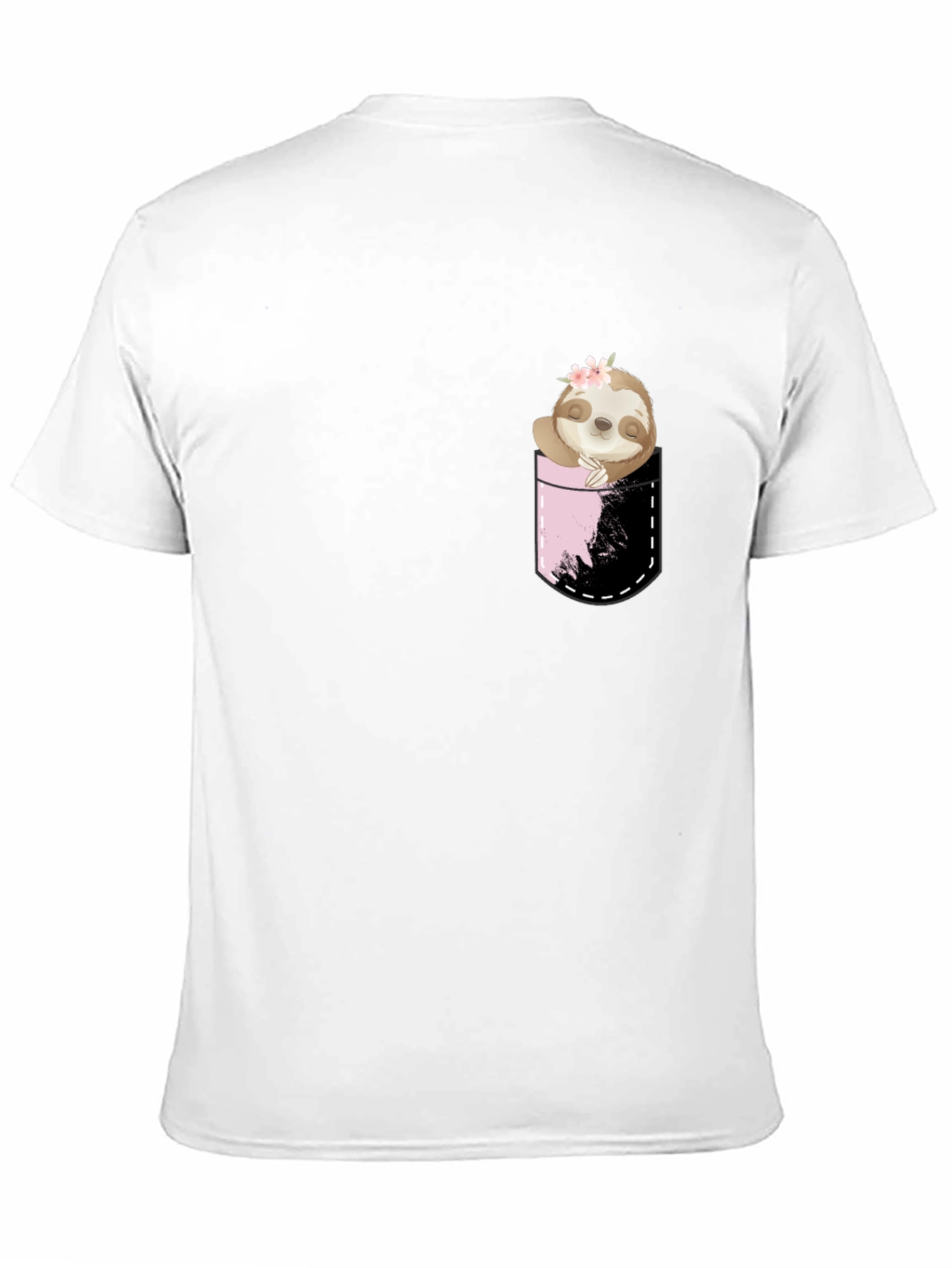 Sloth Pocket Print Black T-Shirt