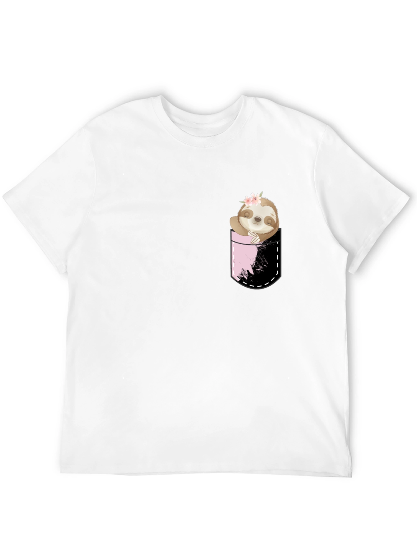 Sloth Pocket Print Black T-Shirt
