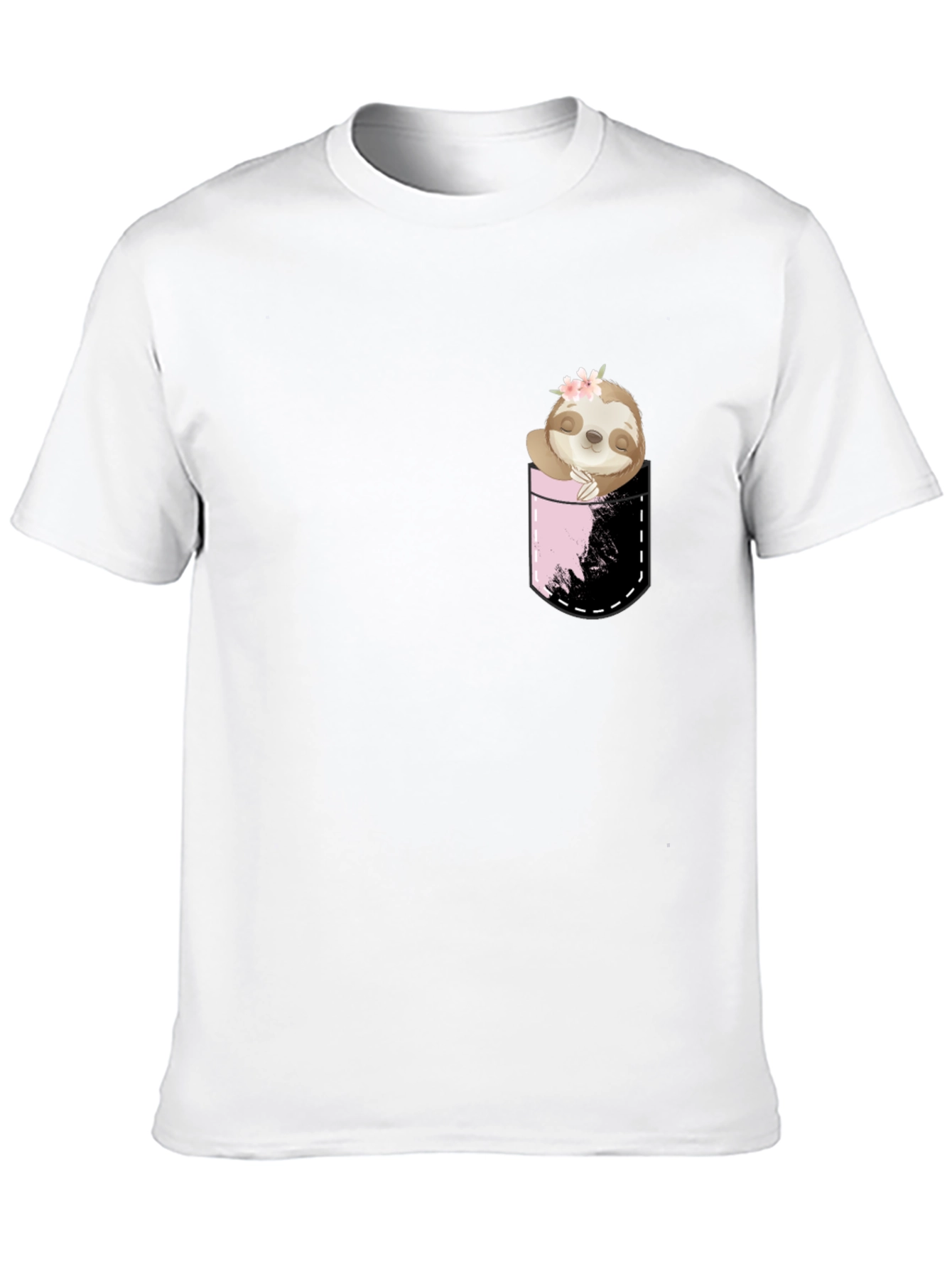 Sloth Pocket Print Black T-Shirt