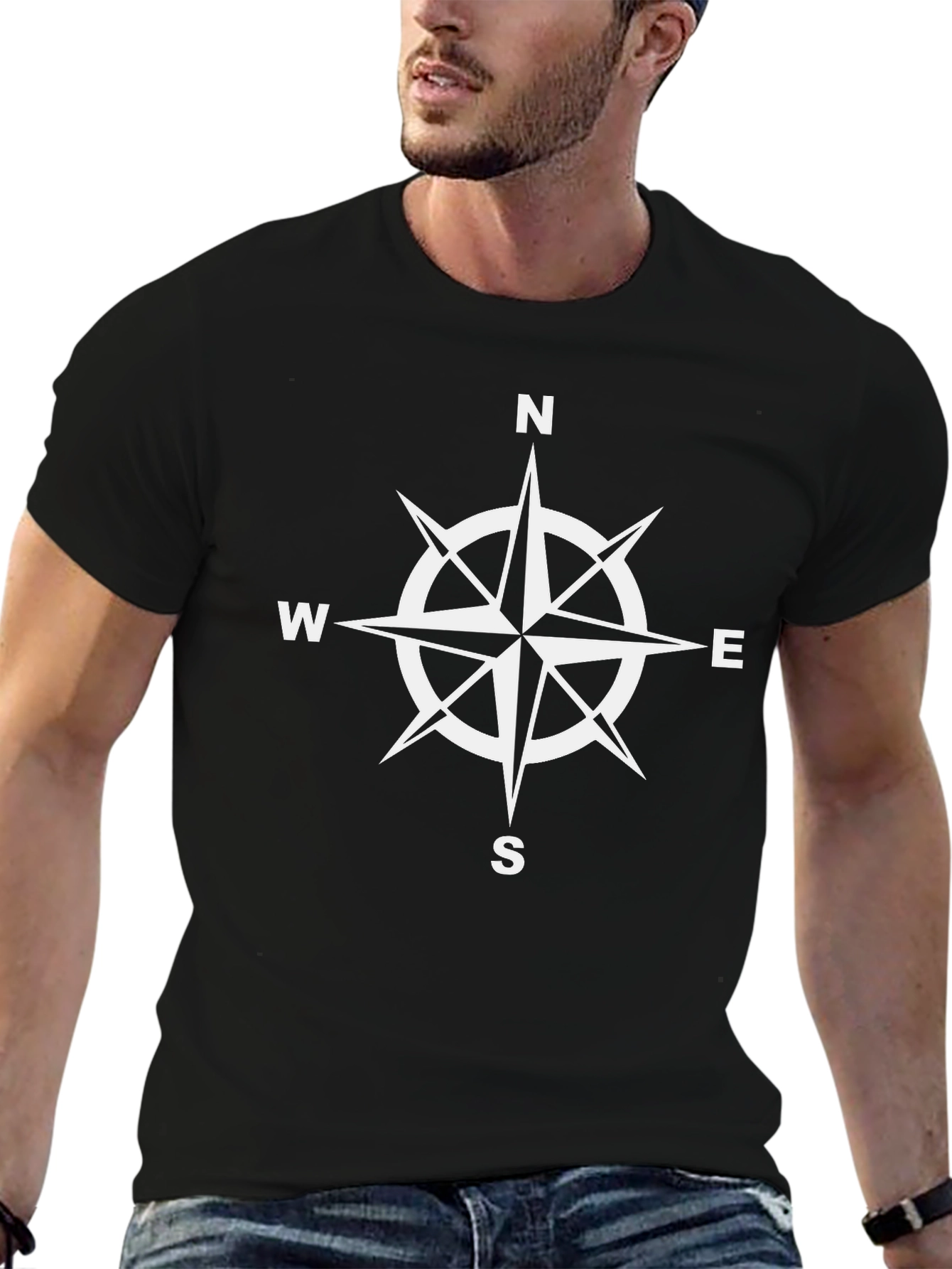 Compass Rose Graphic T-Shirt - Black