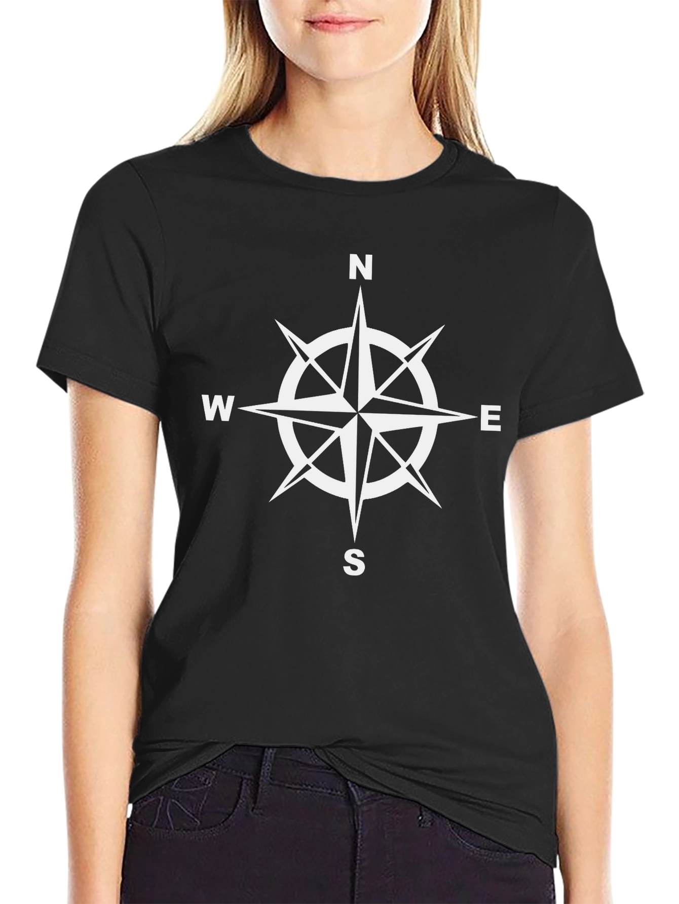 Compass Rose Graphic T-Shirt - Black