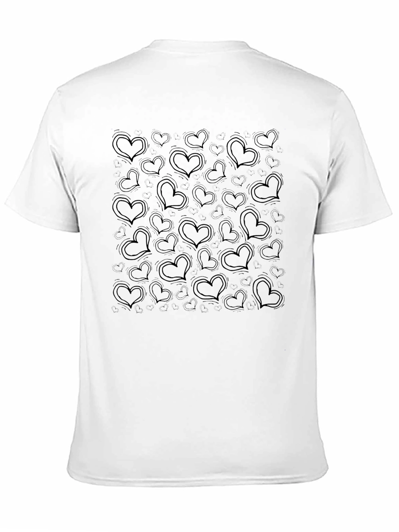 Heart Print Black Casual T-Shirt