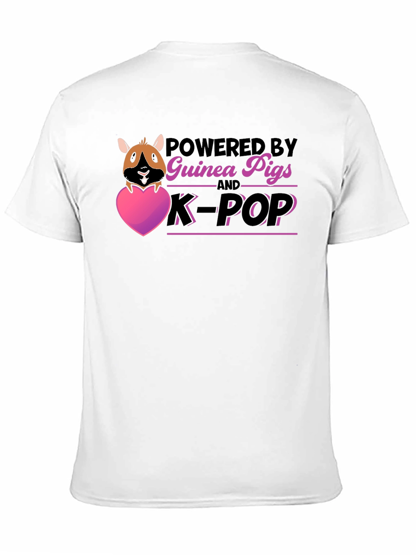 Guinea Pig & K-Pop Powered Black T-Shirt