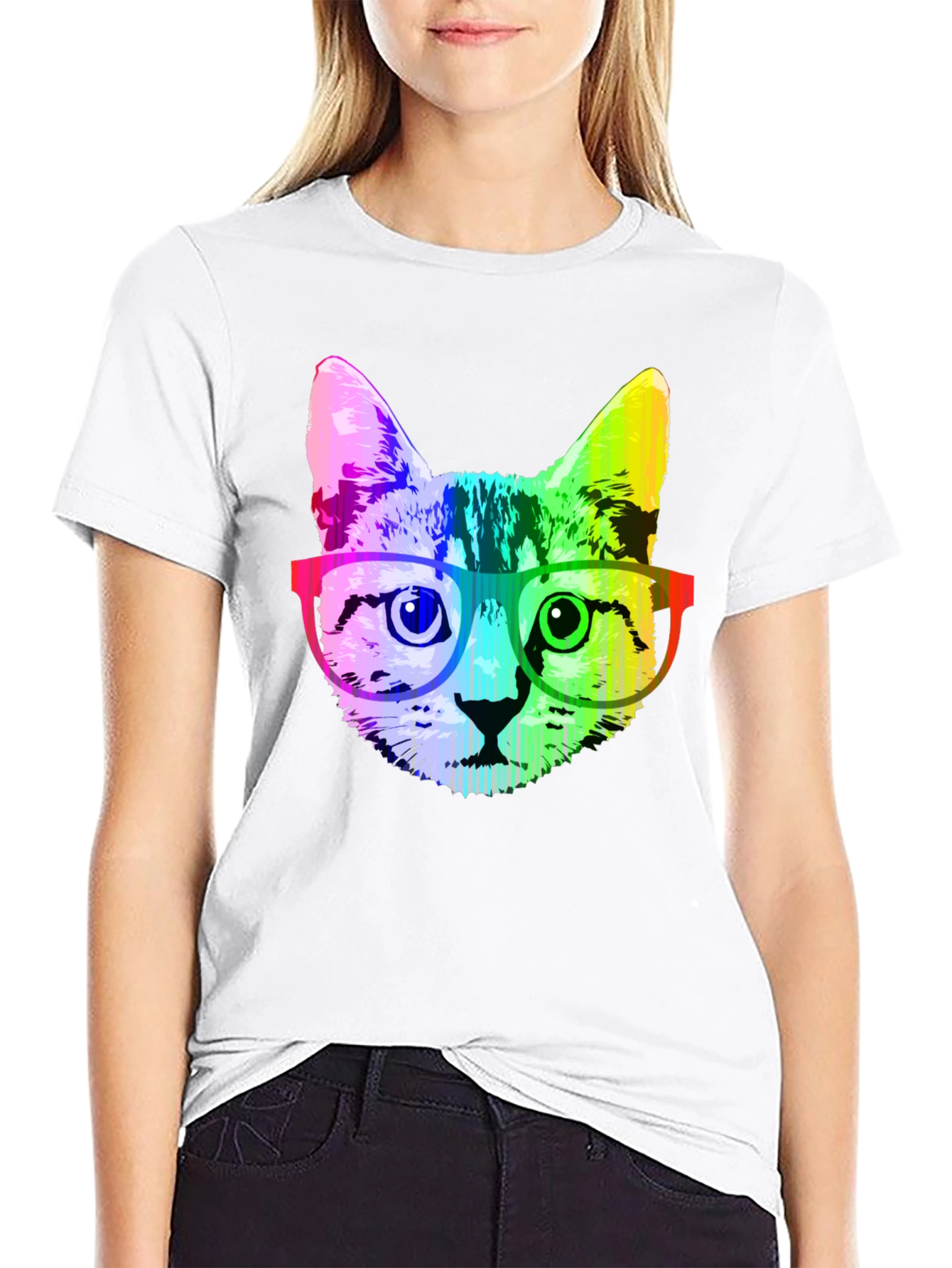 Rainbow Cat Graphic T-Shirt - Novelty Tee
