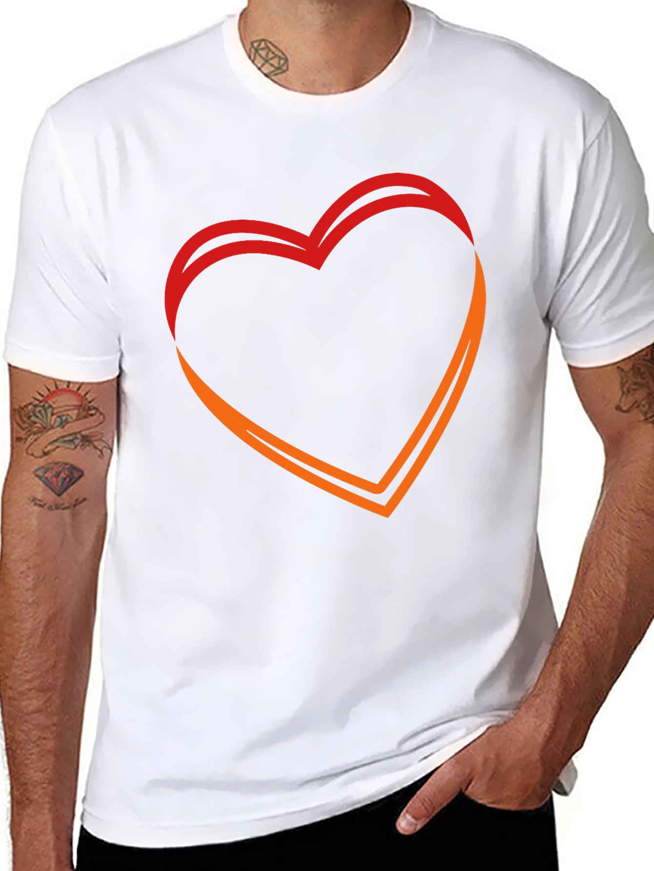 Heart Outline Graphic Black T-Shirt